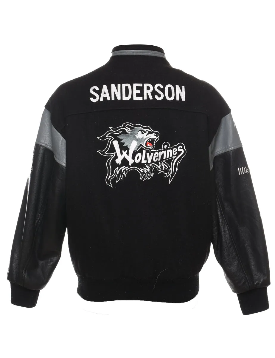 Black & Grey Sanderson Wolverines Varsity Jacket  - M