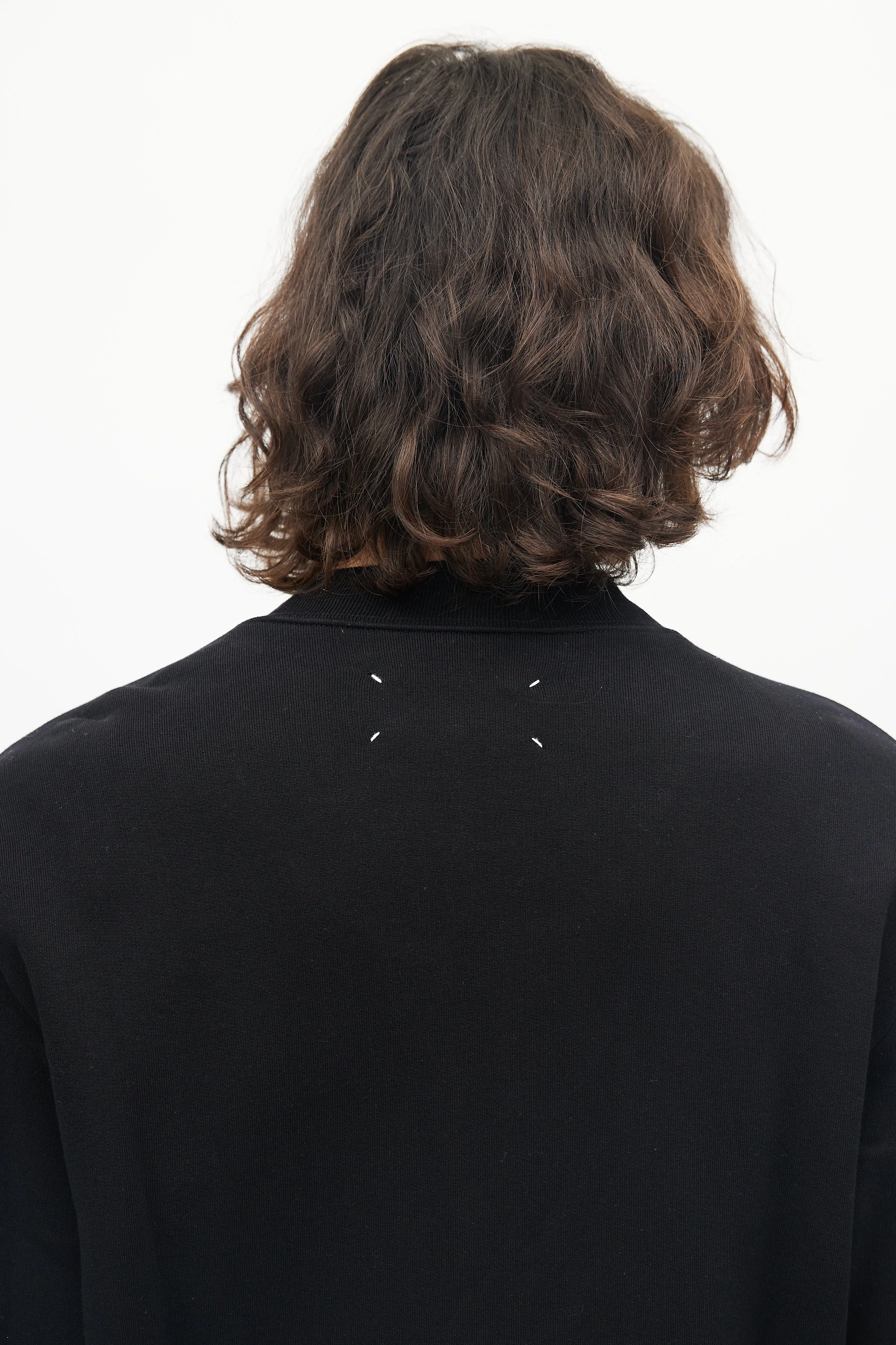 Black Cotton Elbow Patch Zip Up Sweater