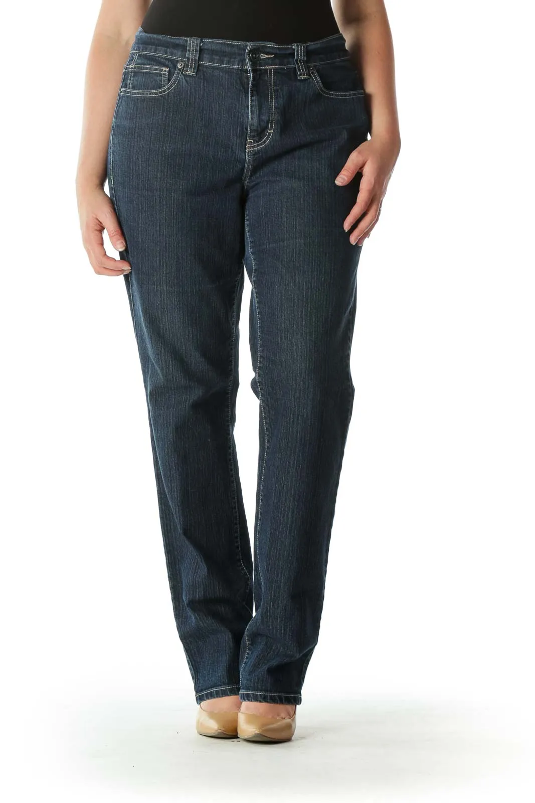 Blue Dark-Wash Stretch Skinny Denim Jeans