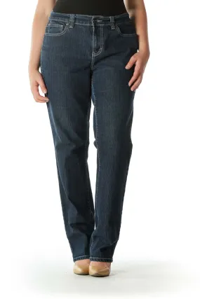 Blue Dark-Wash Stretch Skinny Denim Jeans
