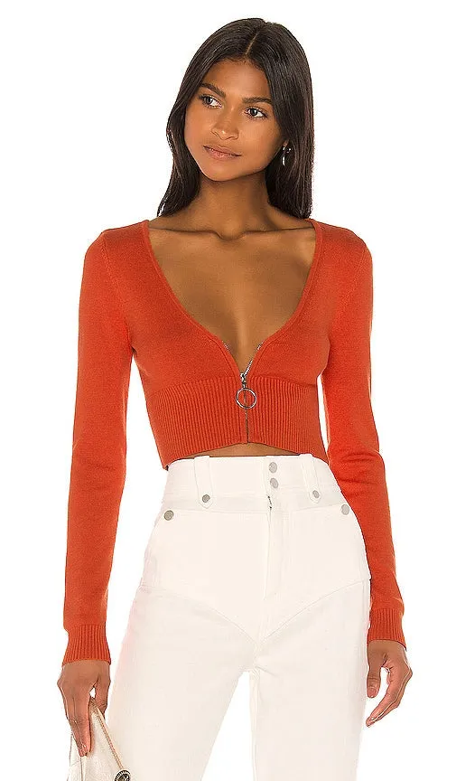 Camila Coelho Caryn Zip Up Sweater in Red