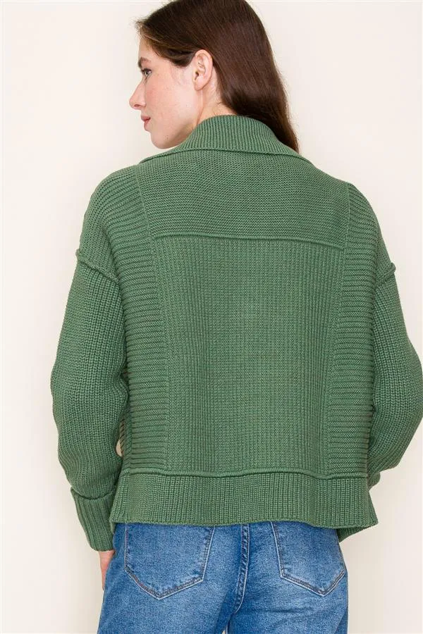 Green Zip Sweater Jacket - FINAL SALE
