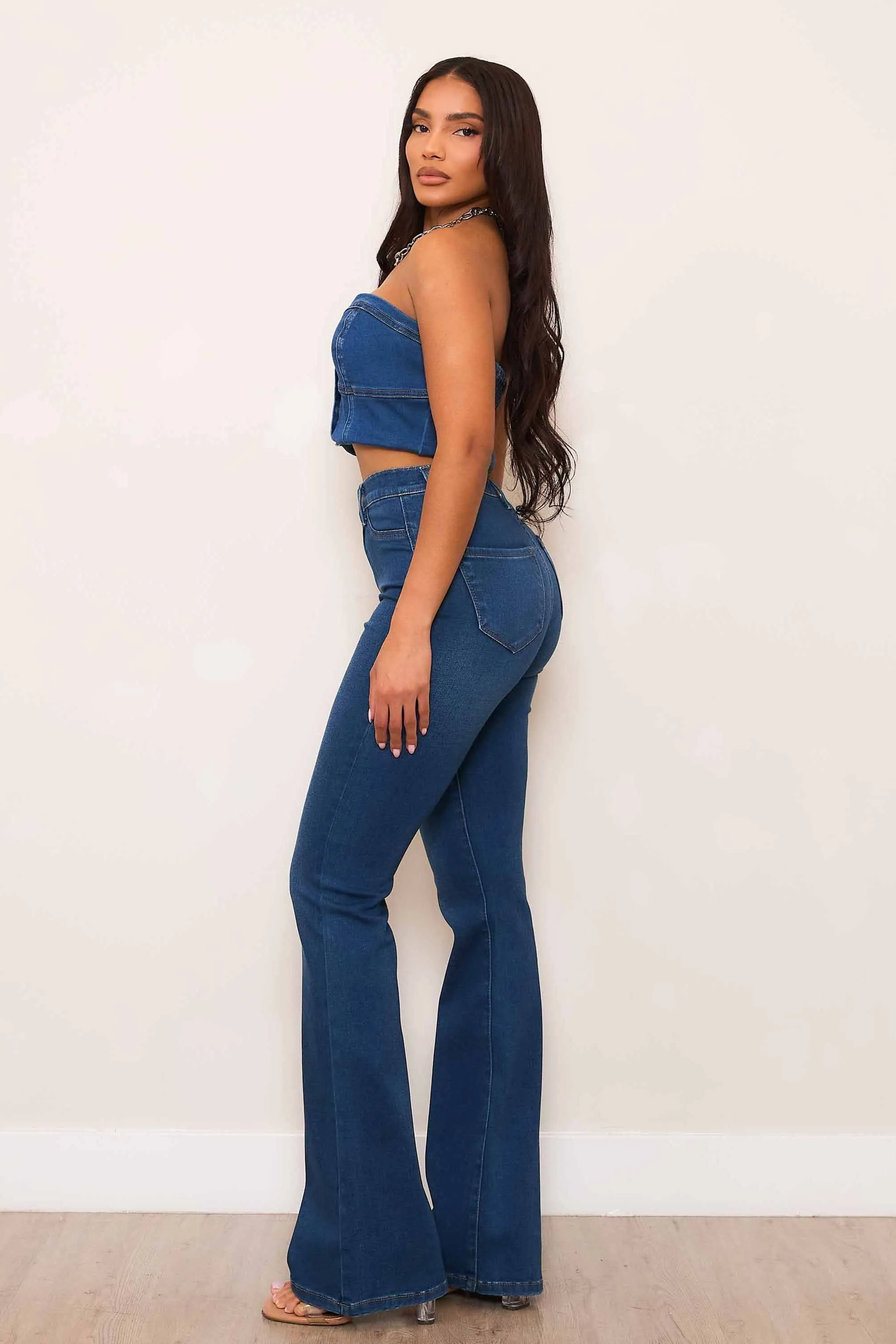 High-Rise Faux Front Pocket Bootcut Jeans