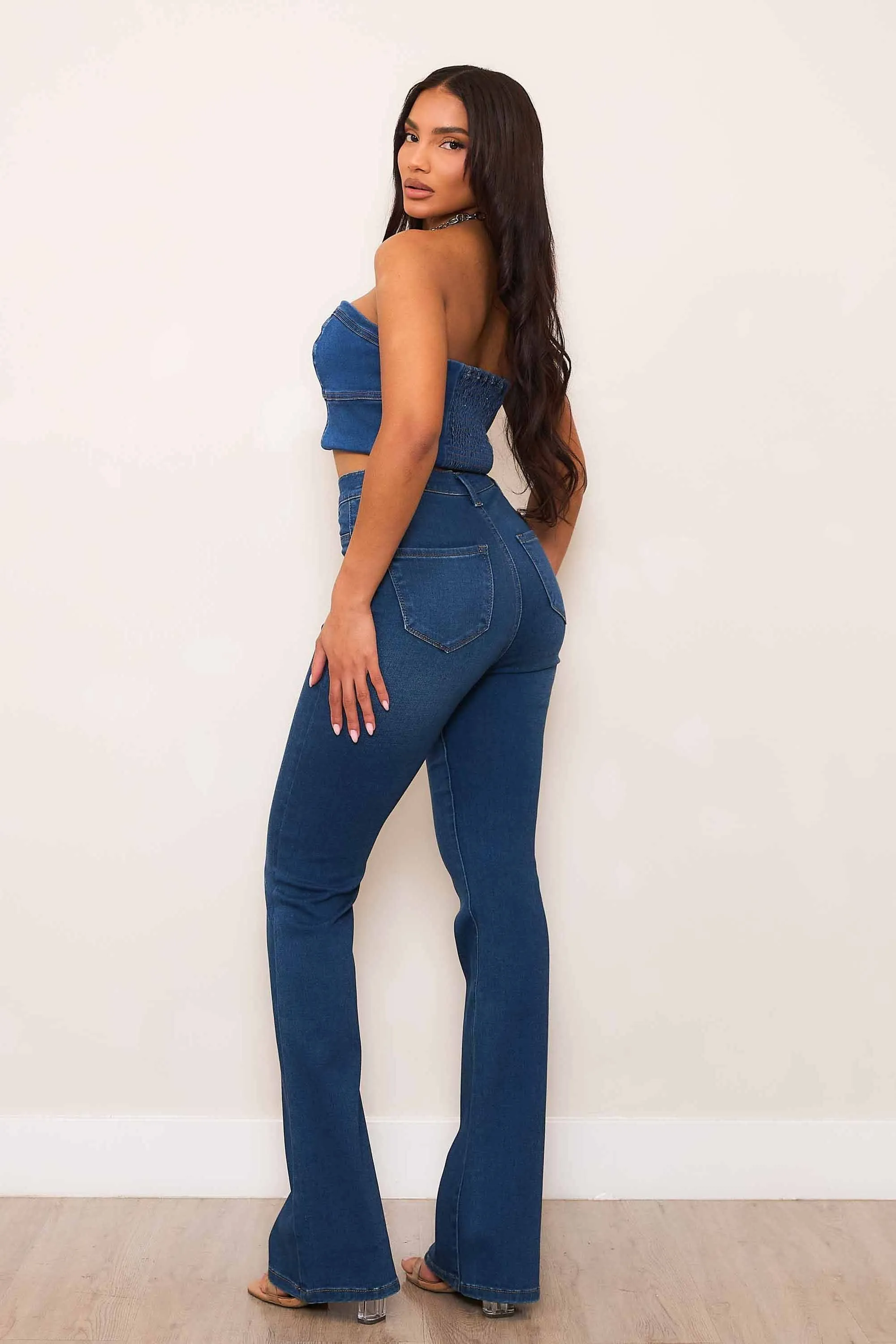 High-Rise Faux Front Pocket Bootcut Jeans