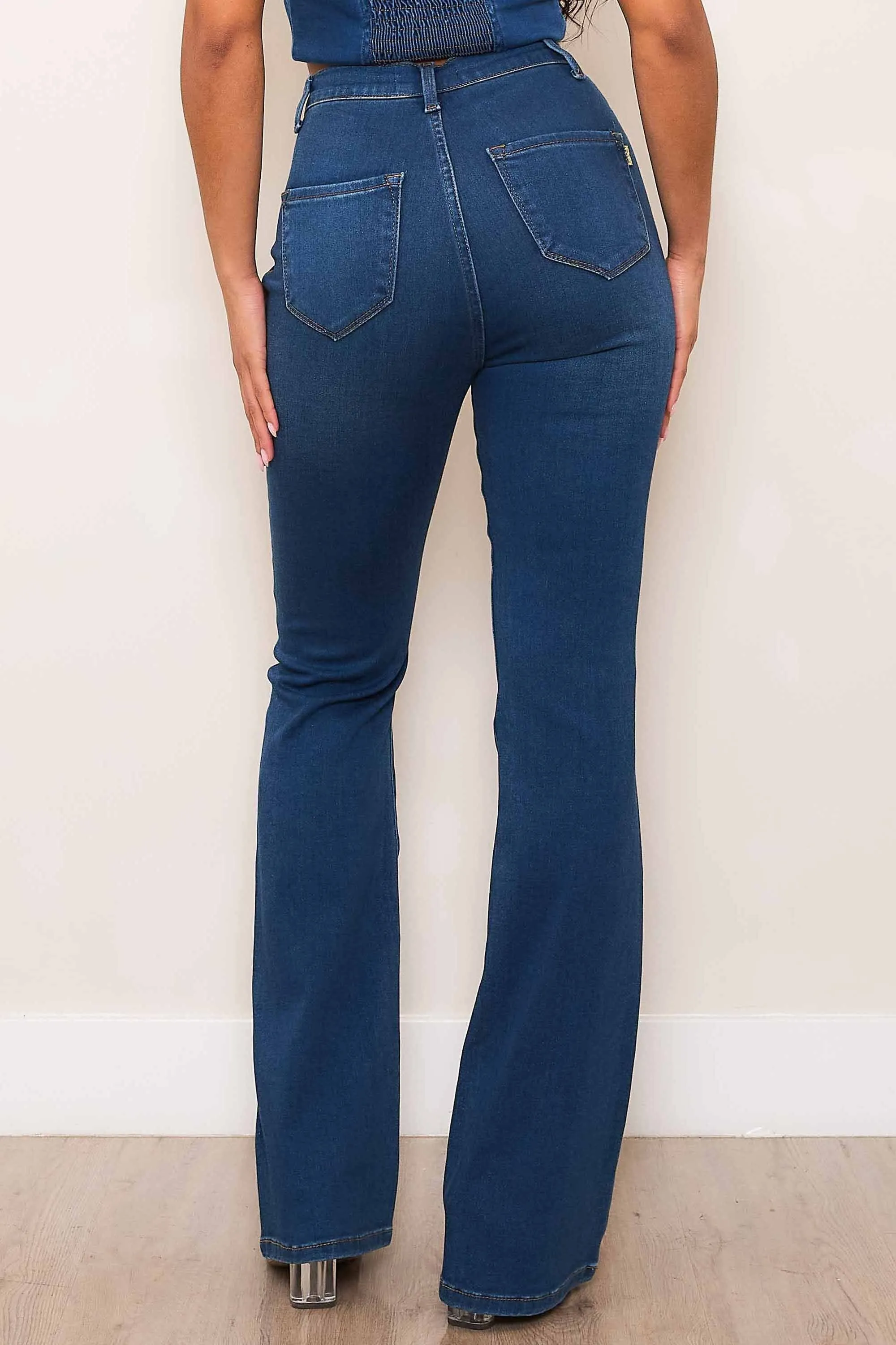 High-Rise Faux Front Pocket Bootcut Jeans