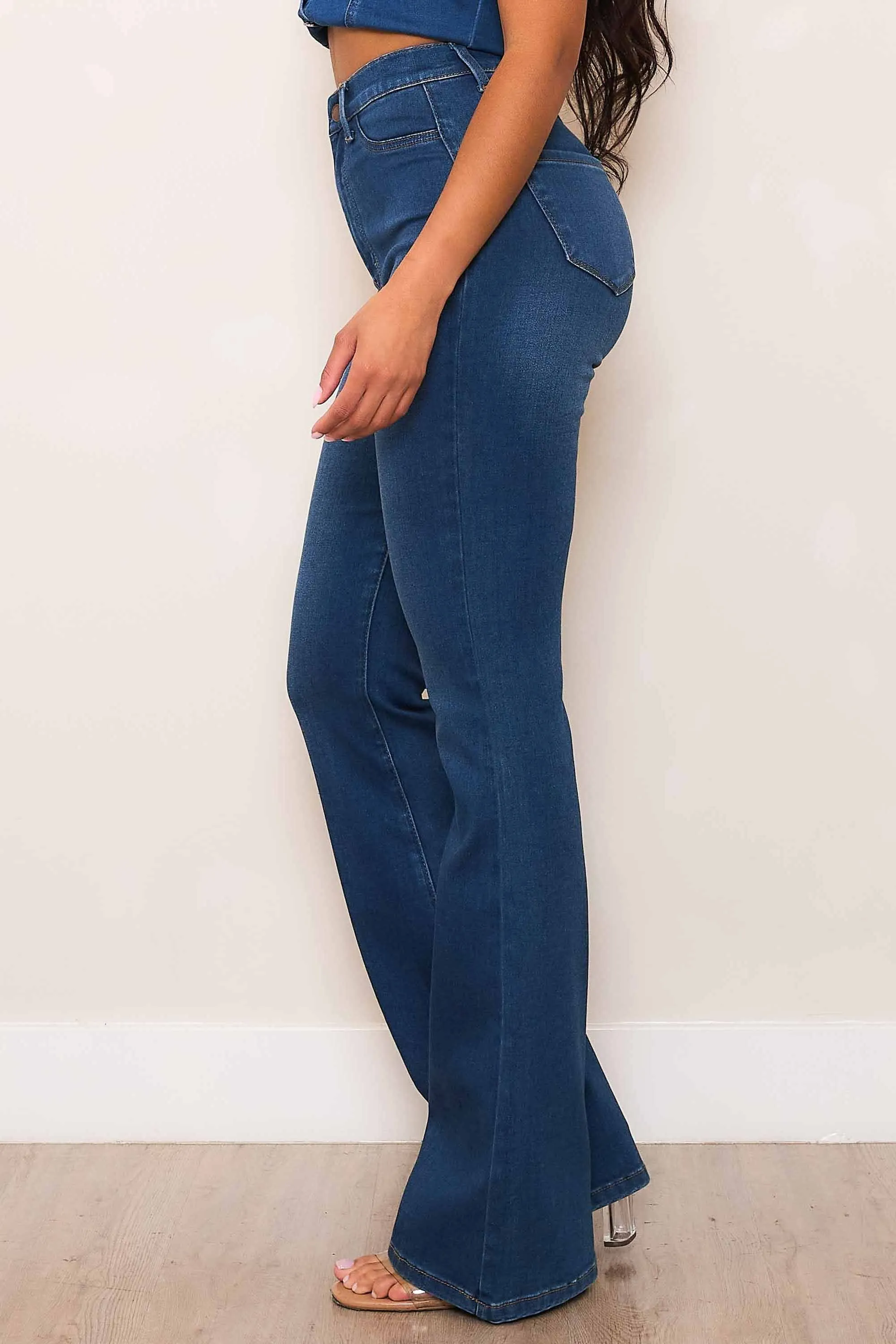 High-Rise Faux Front Pocket Bootcut Jeans
