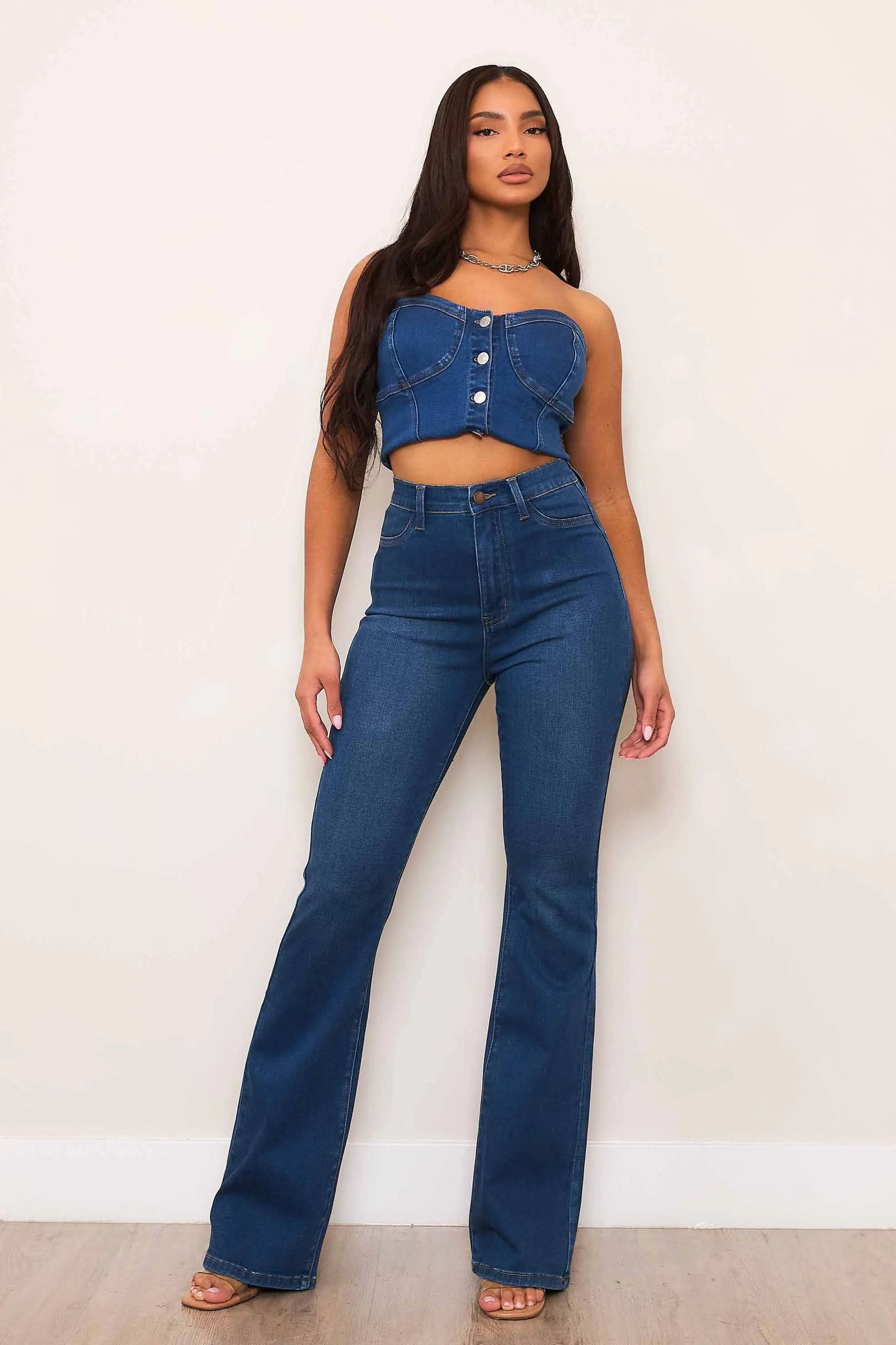 High-Rise Faux Front Pocket Bootcut Jeans