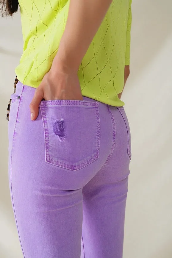 High Waisted Super Skinny Jeans in Purple