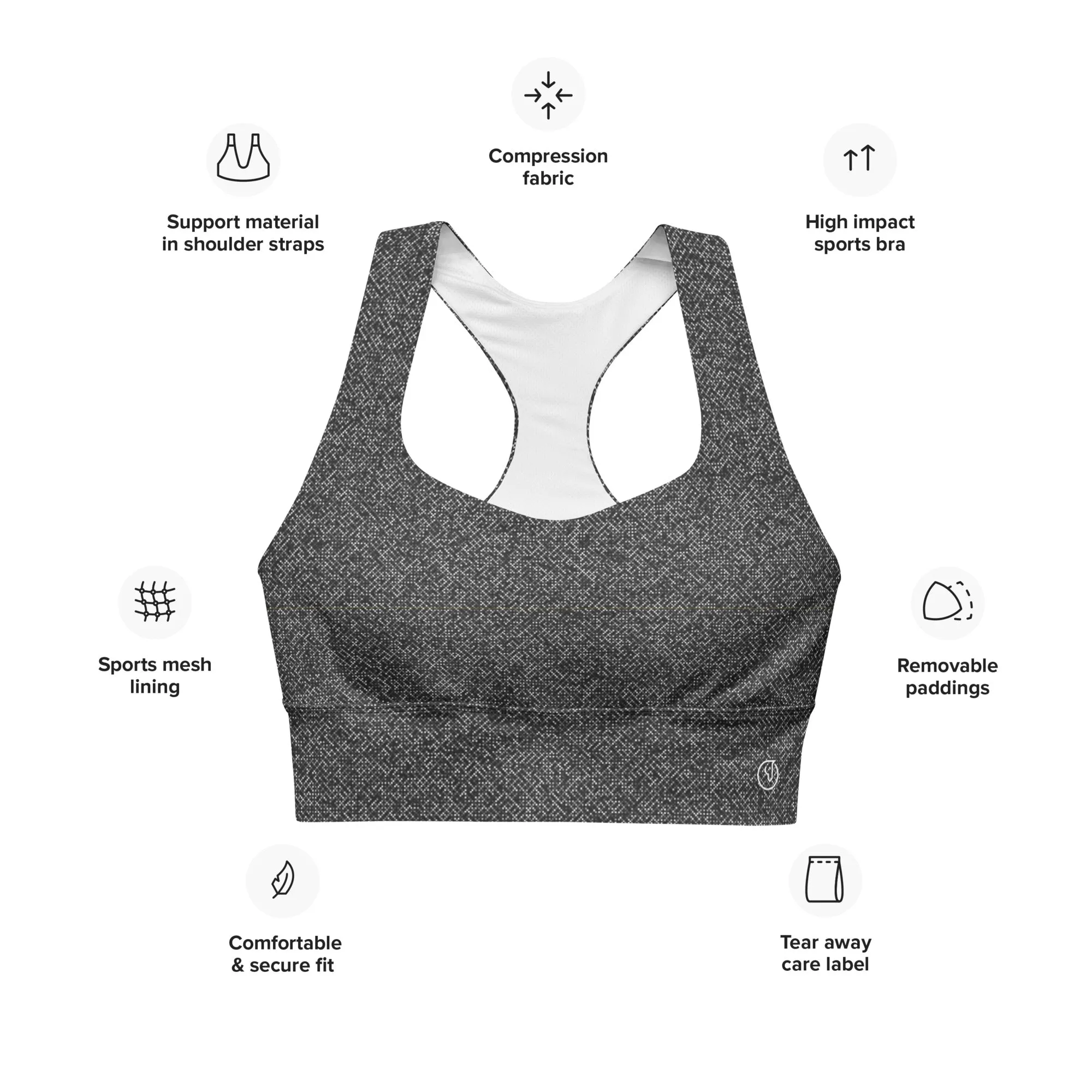 Humble Sportswear™ Pattens Grey Compression Sports Bra