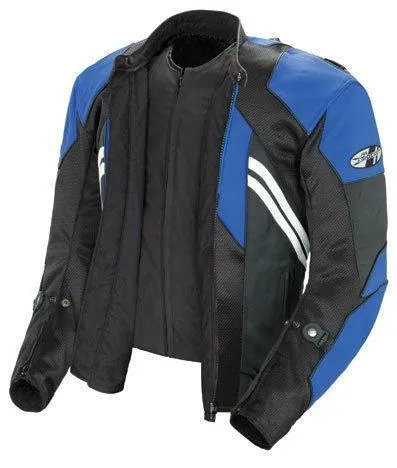 Joe Rocket 'Radar' Mens Blue/Black Leather Motorcycle Jacket