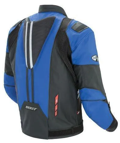 Joe Rocket 'Radar' Mens Blue/Black Leather Motorcycle Jacket