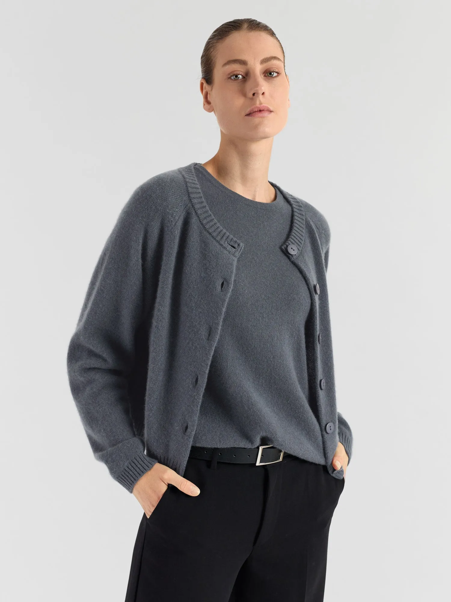 Kashmircardigan "Randi" - Blue fog
