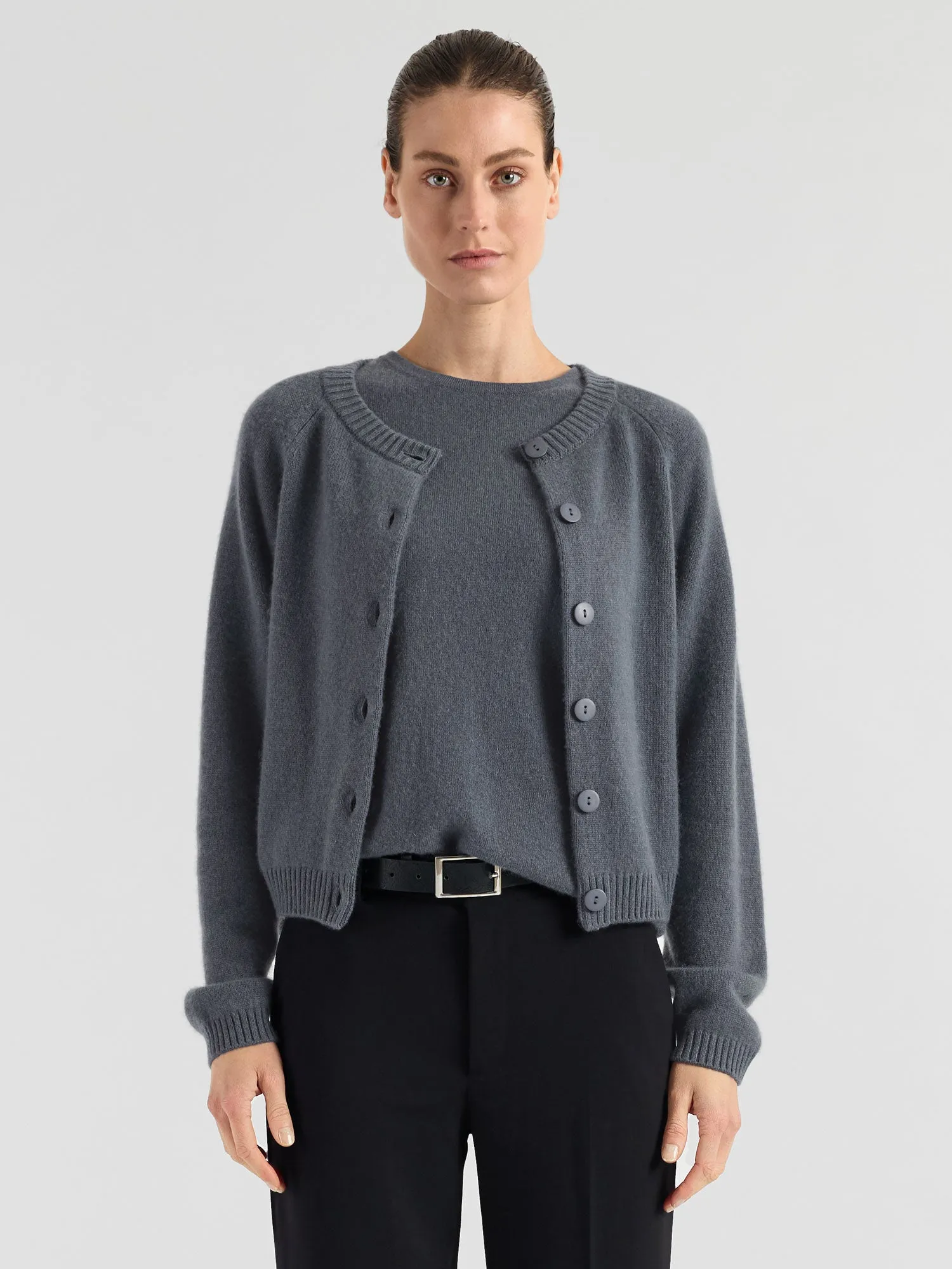 Kashmircardigan "Randi" - Blue fog