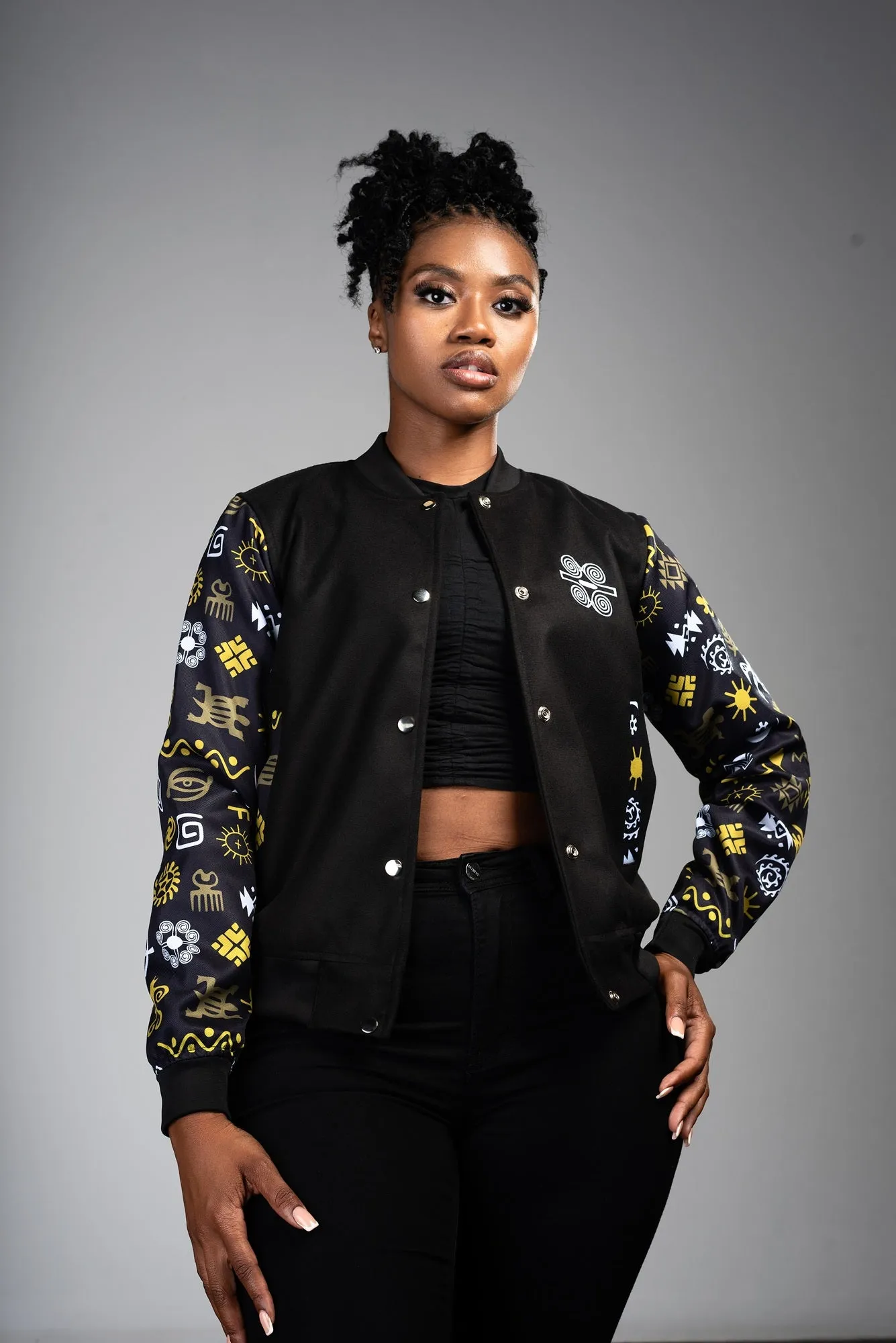 Ladies - Adinkra Varsity Jacket (OLG)