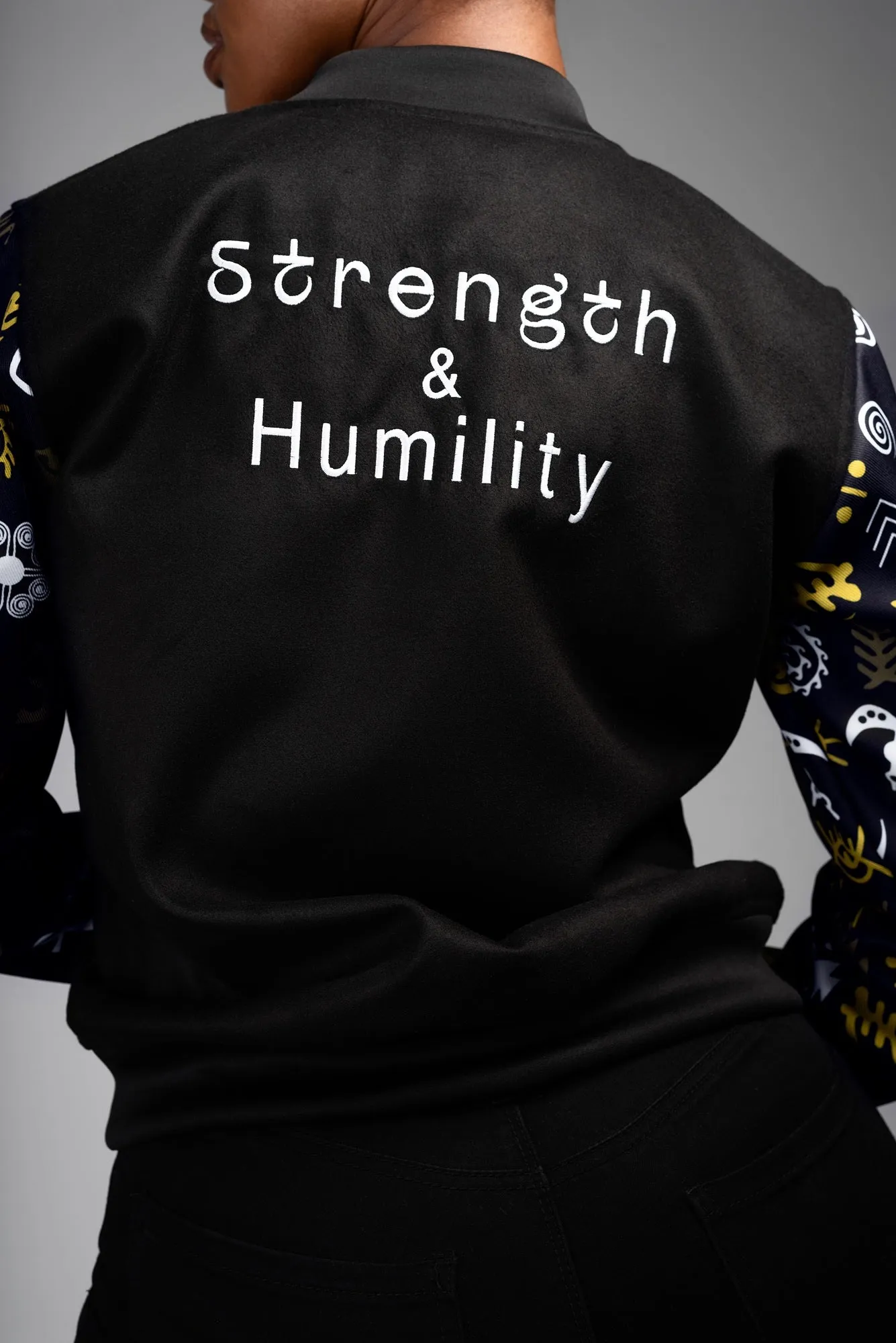 Ladies - Adinkra Varsity Jacket (OLG)