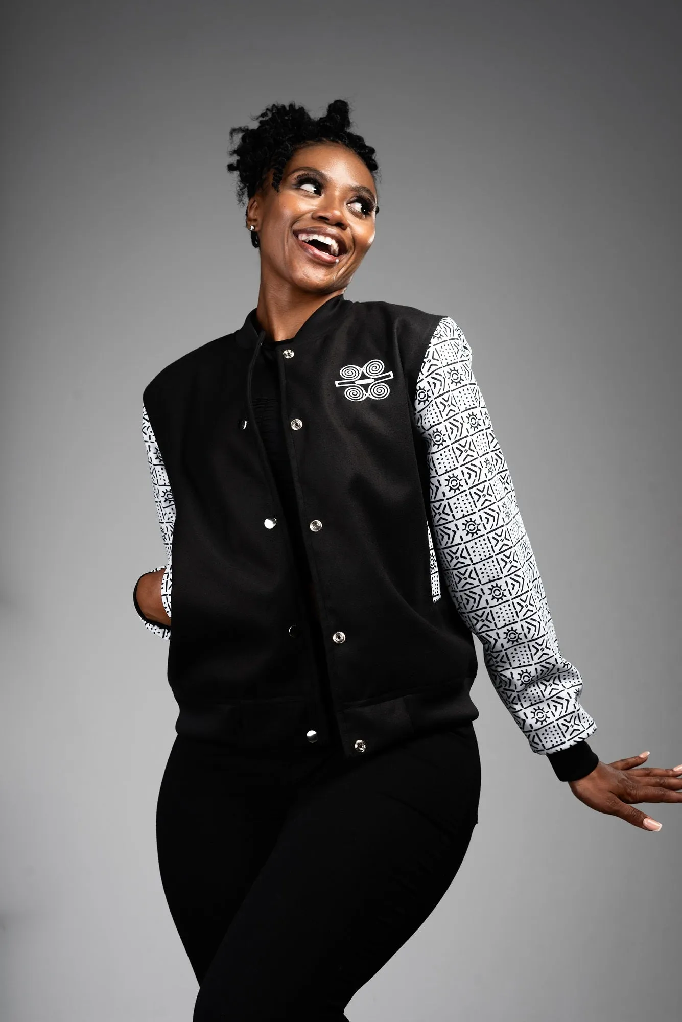 Ladies - Bogolan Varsity Jacket (WHT)