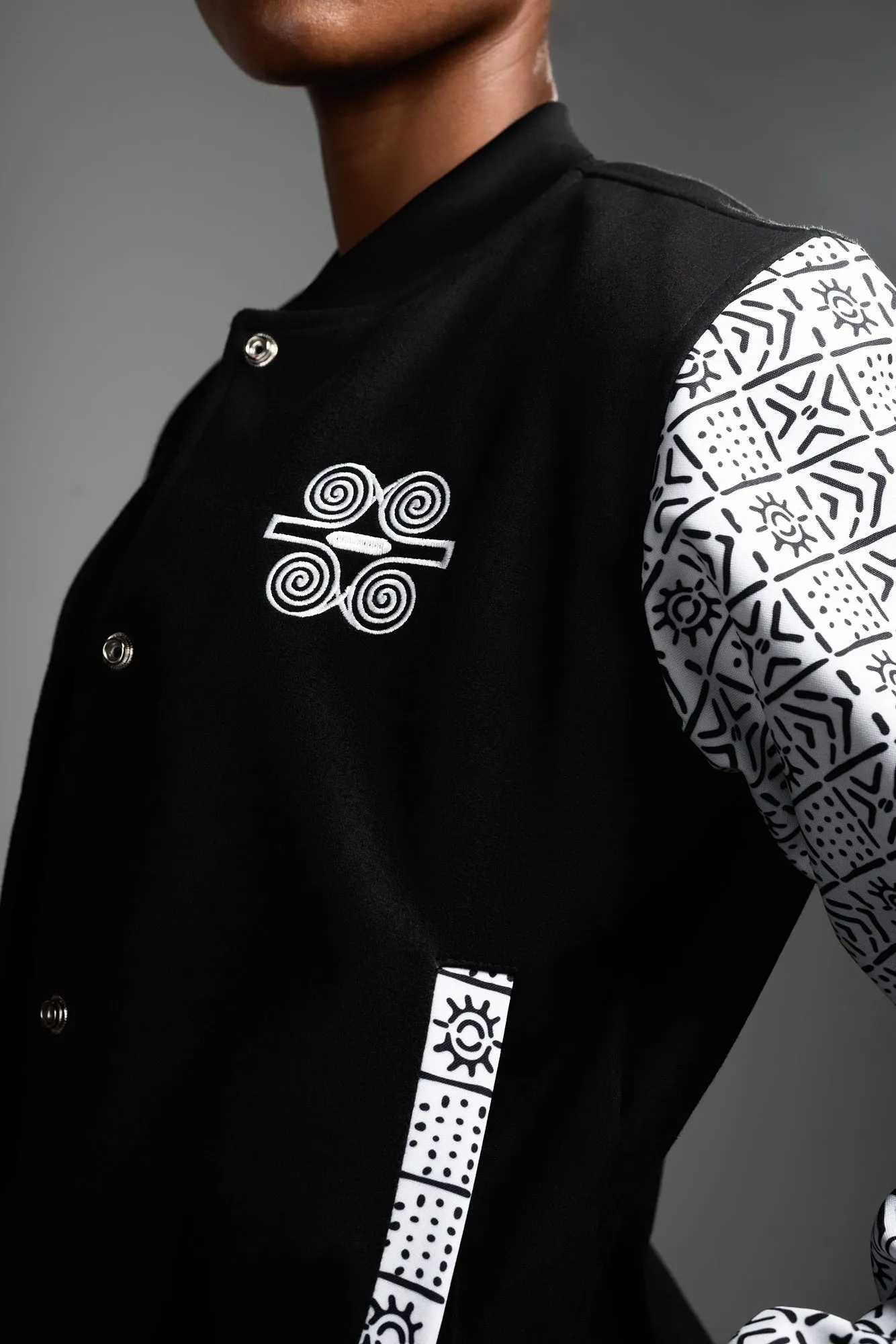 Ladies - Bogolan Varsity Jacket (WHT)