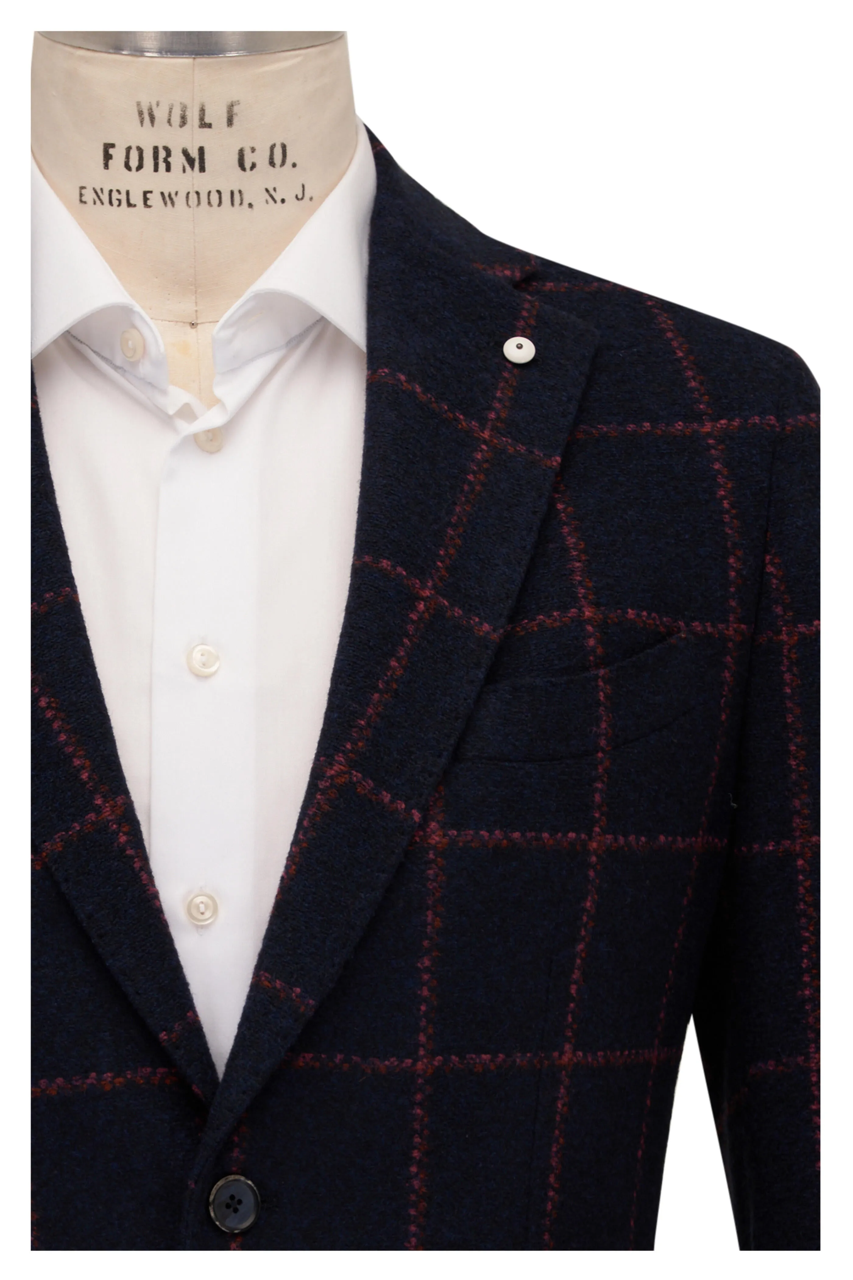 LBM Navy Windowpane w/ Wine Deco