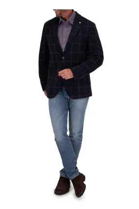 LBM Navy Windowpane w/ Wine Deco