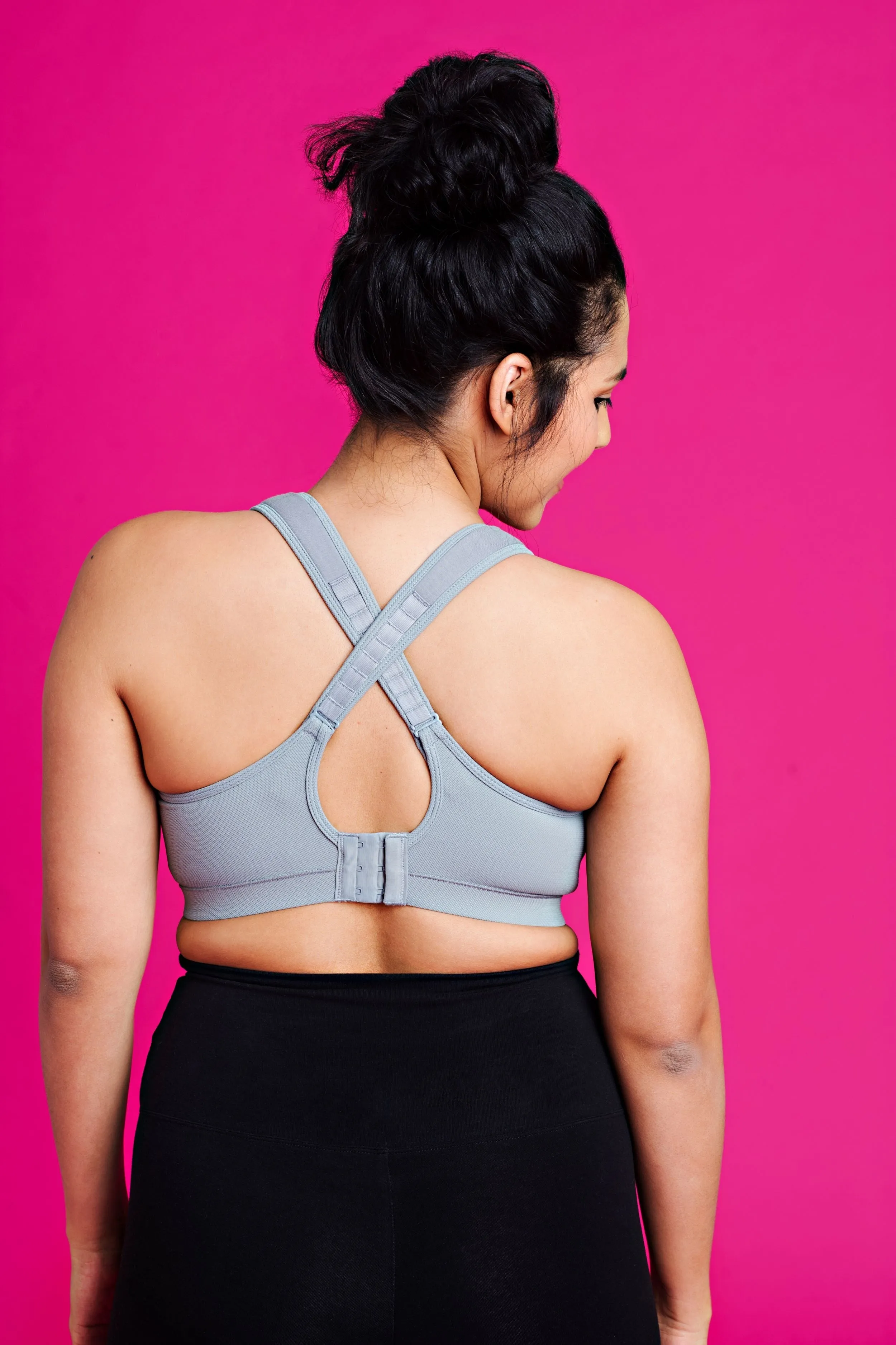 Lindsey Cotton Stretch Convertible Sports Bra in Gray