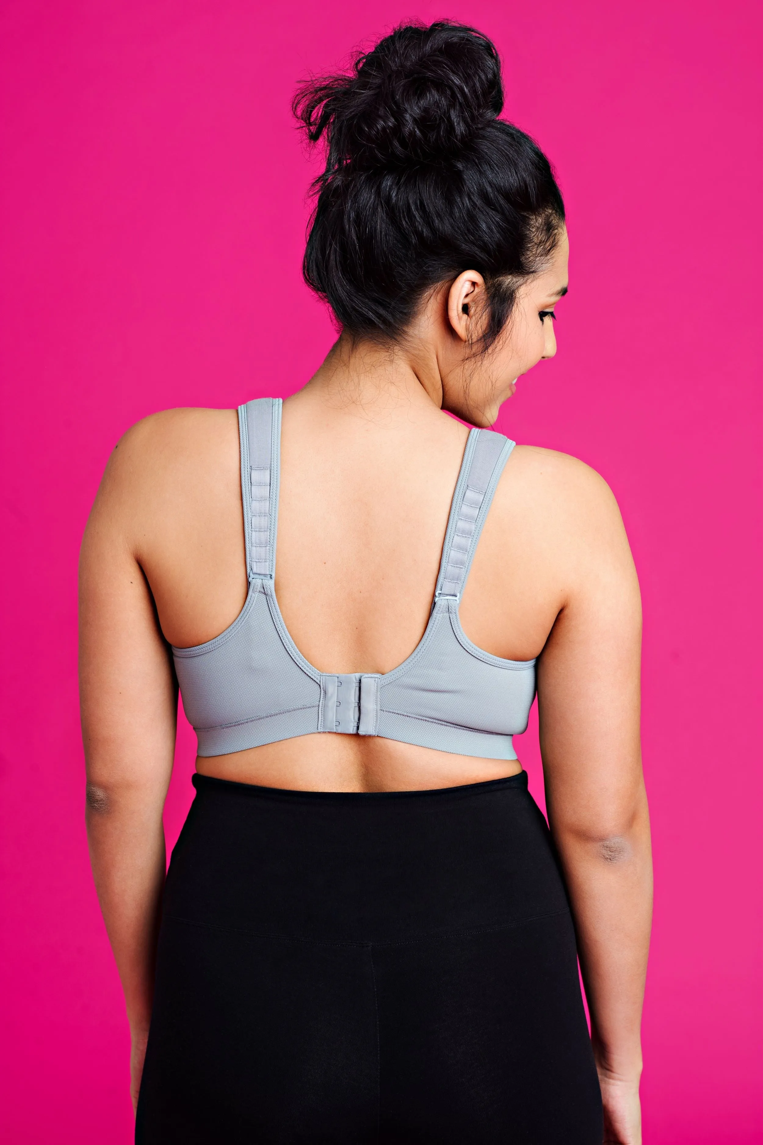 Lindsey Cotton Stretch Convertible Sports Bra in Gray