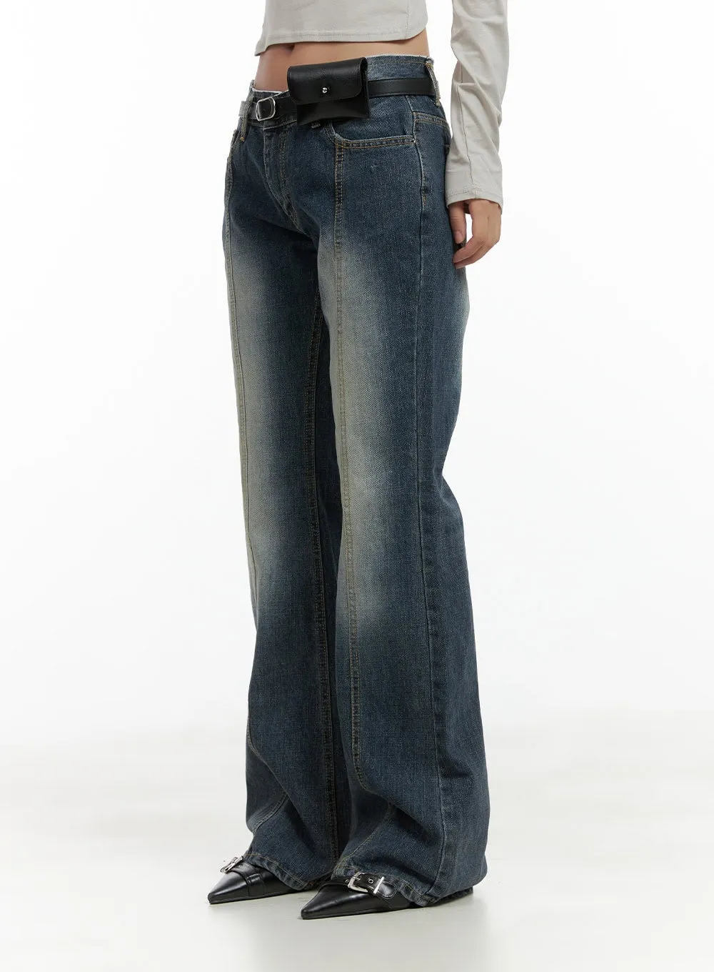 Low Rise Front Seam Bootcut Jeans CL417