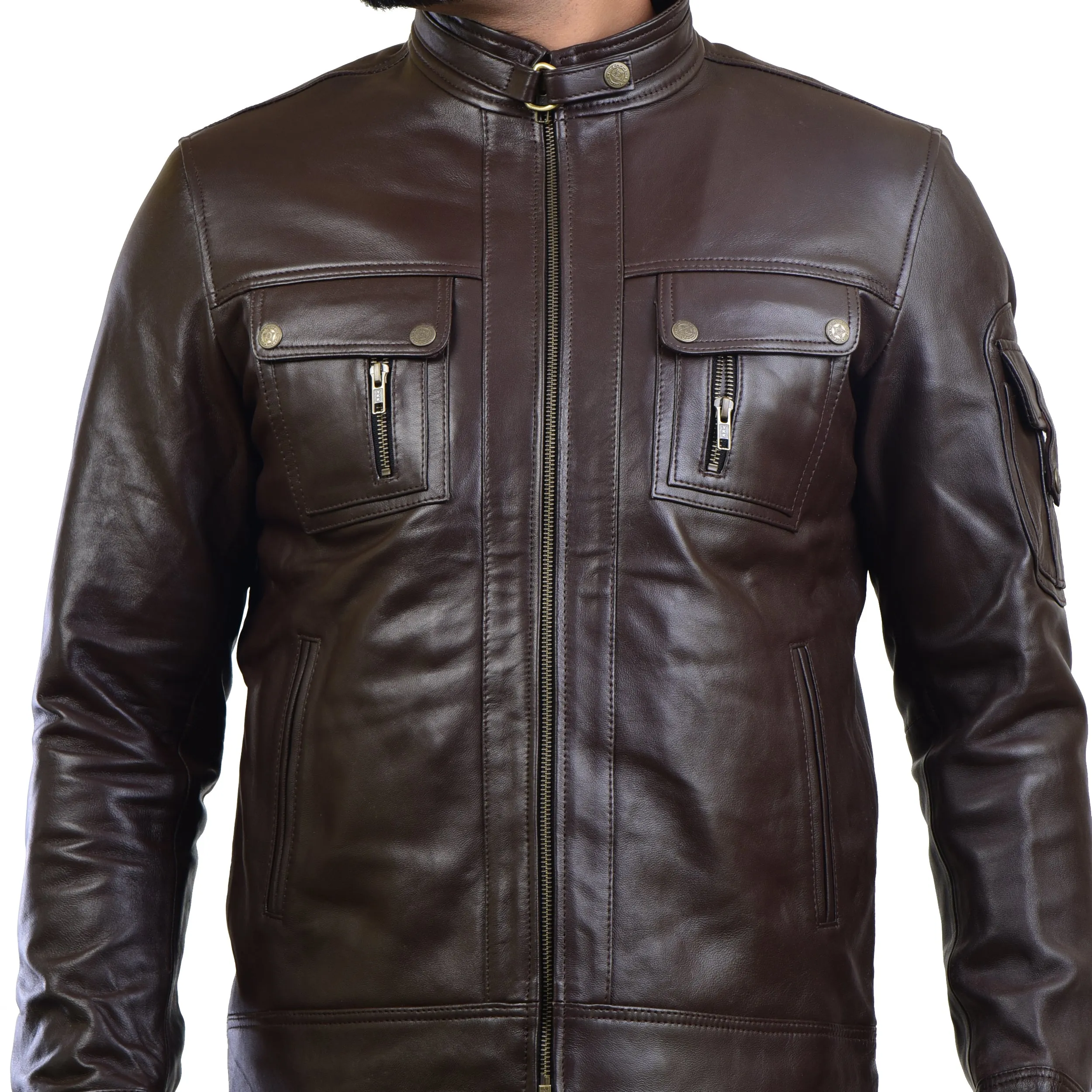 MENS LEATHER JACKET 410141(BLACK)