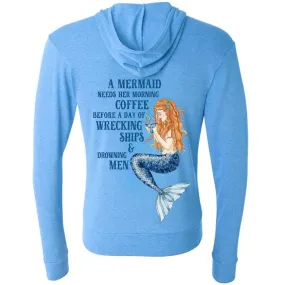 Mermaid's Brew Lightweight Zip Hoodie - Light Blue