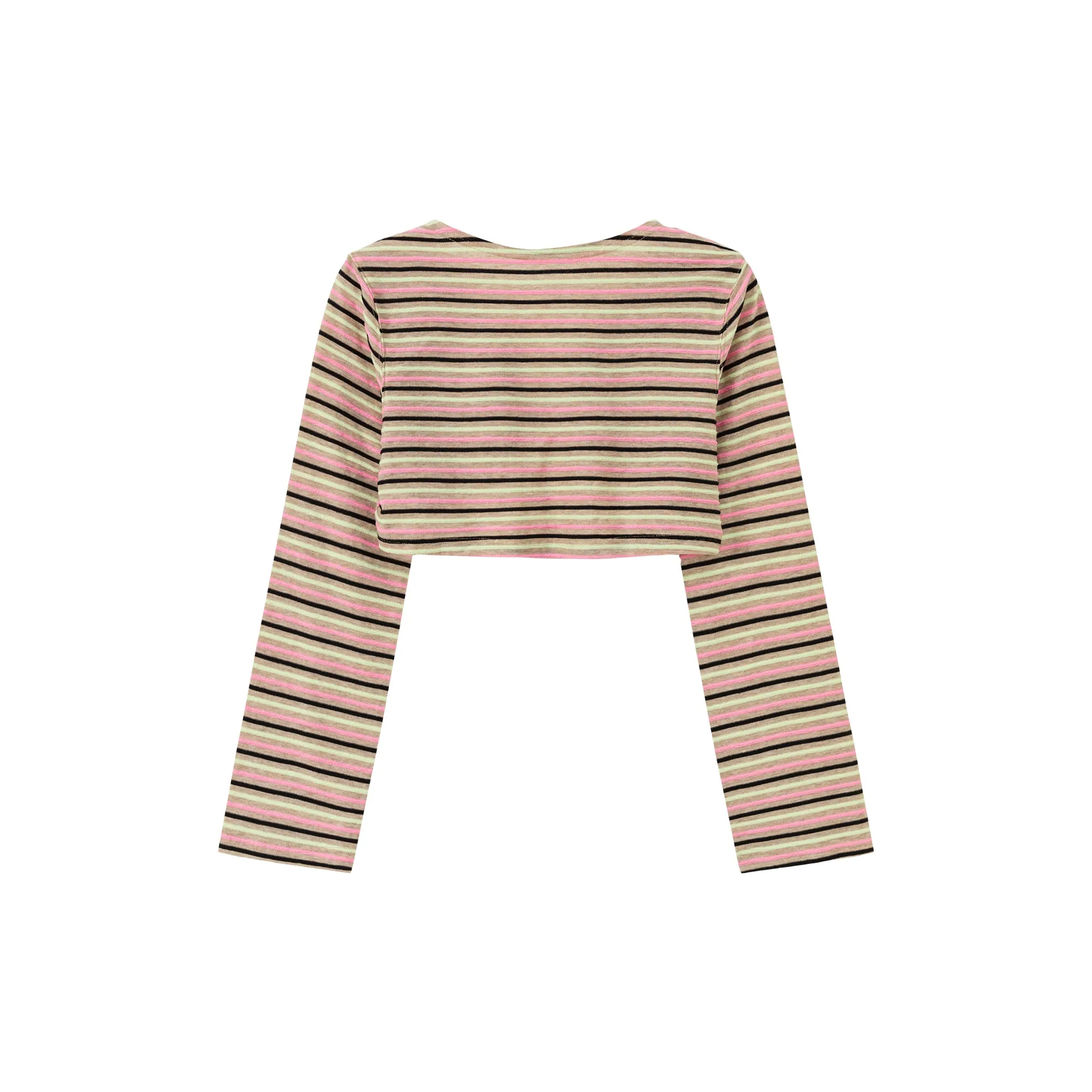 Multi-Color Front Ribbon Striped Bolero Cardigan