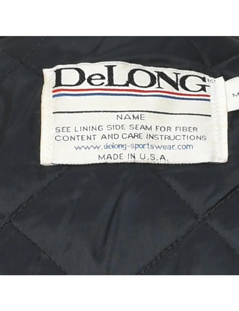 Navy & White Embroidered Athletics Varsity Jacket - M
