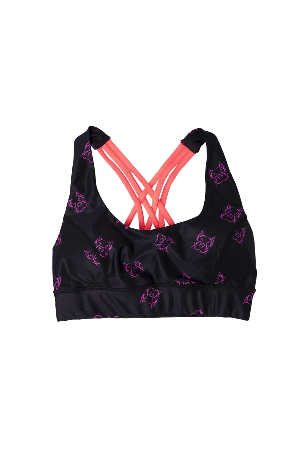 NEON PINK PITBULL STRAP BRA