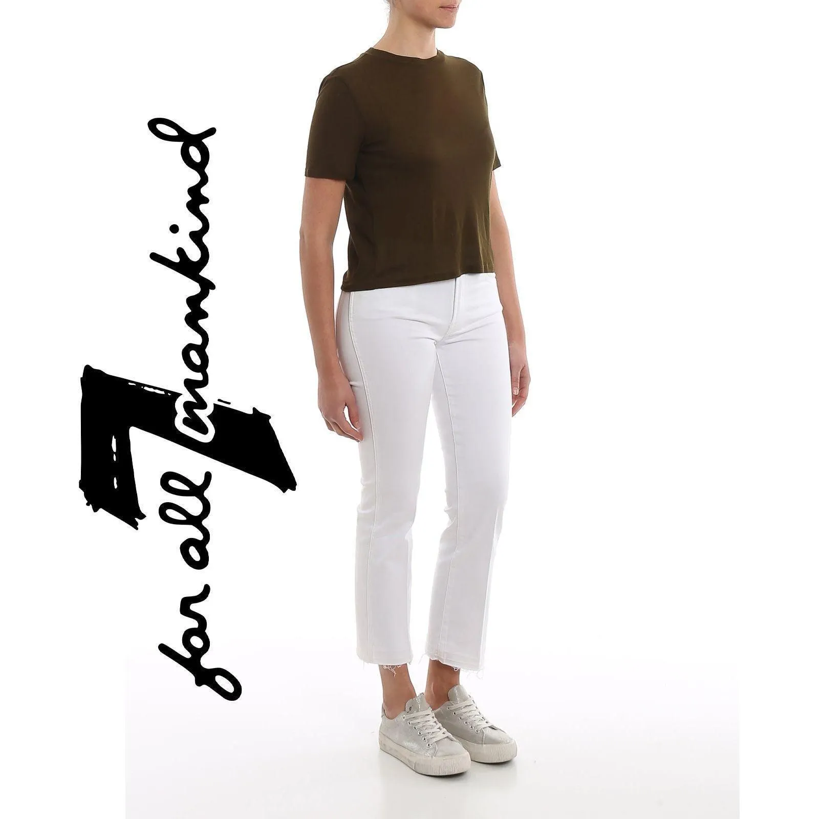 NWT- 7 for all Mankind 'Cropped Boot Unrolled' Slim Illusion White Jeans Size- 25