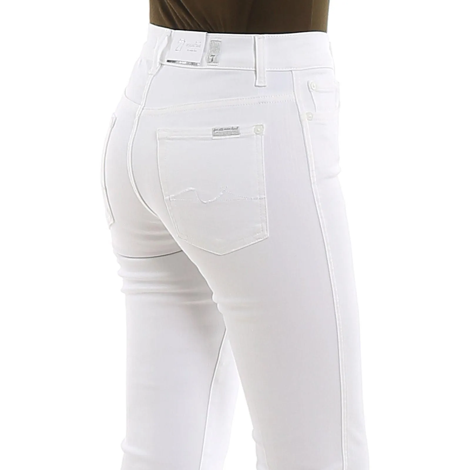 NWT- 7 for all Mankind 'Cropped Boot Unrolled' Slim Illusion White Jeans Size- 25
