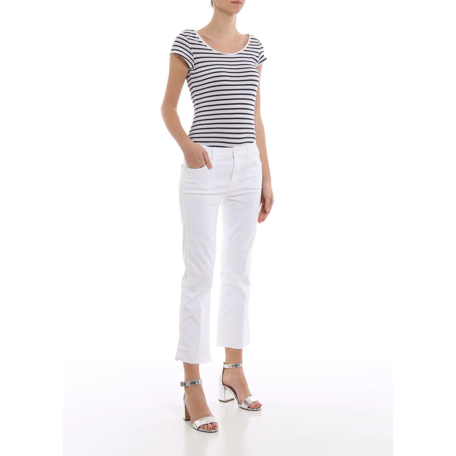 NWT- 7 for all Mankind 'Cropped Boot Unrolled' Slim Illusion White Jeans Size- 25