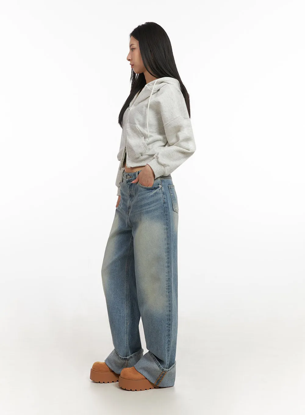 Oversized Zip-Up Hoodie IJ503
