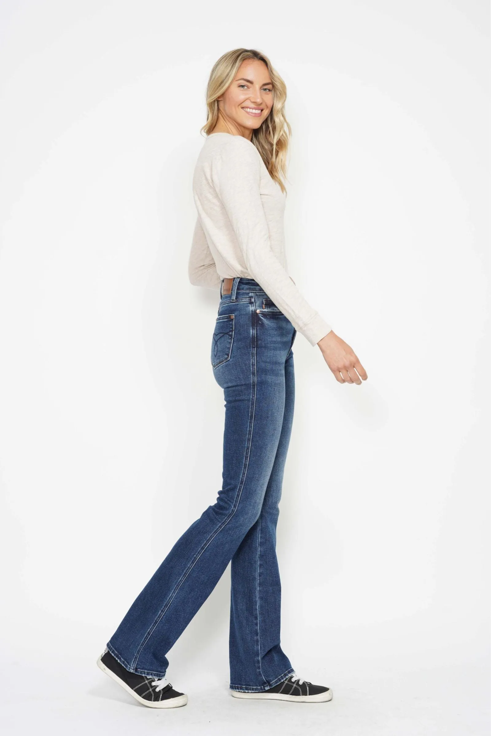 PreOrder - Judy Blue High Waist Tummy Control Embroidered Back Pocket Bootcut Jeans - AVAILABLE IN 3 LENGTHS