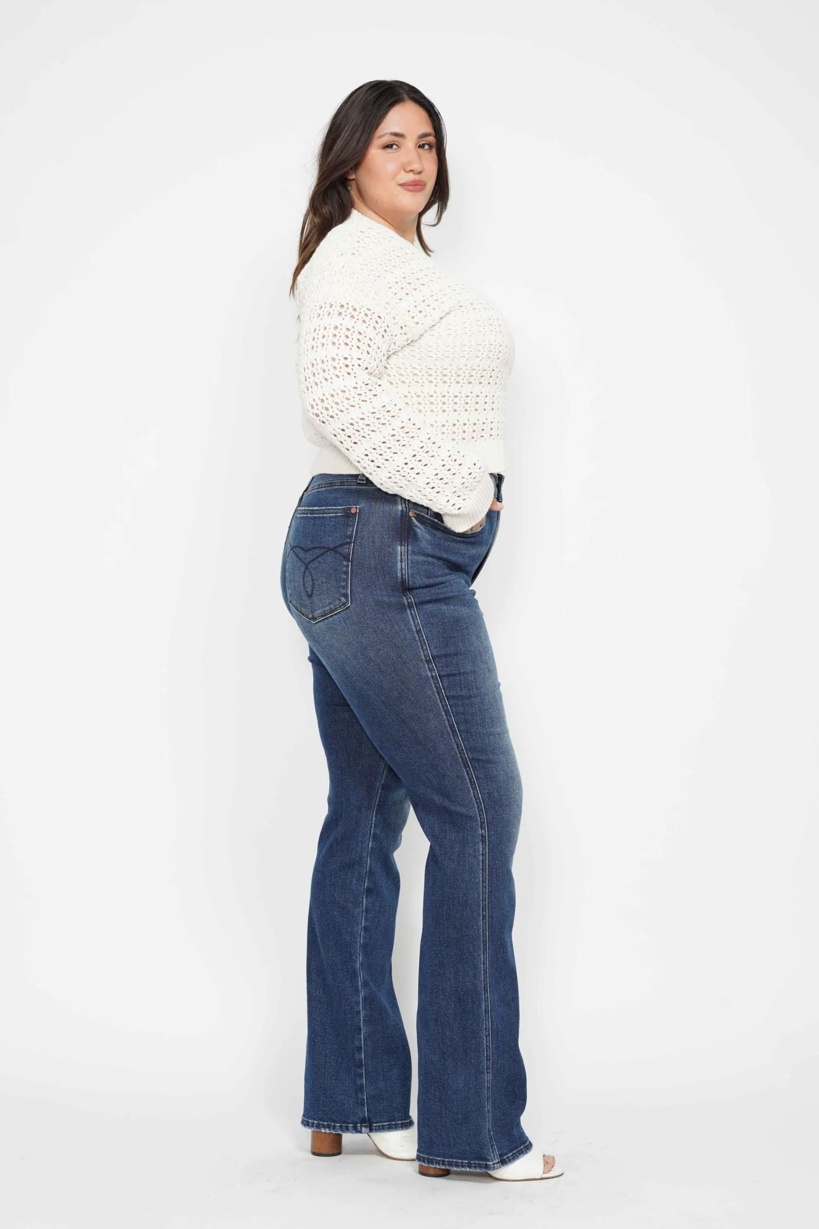 PreOrder - Judy Blue High Waist Tummy Control Embroidered Back Pocket Bootcut Jeans - AVAILABLE IN 3 LENGTHS