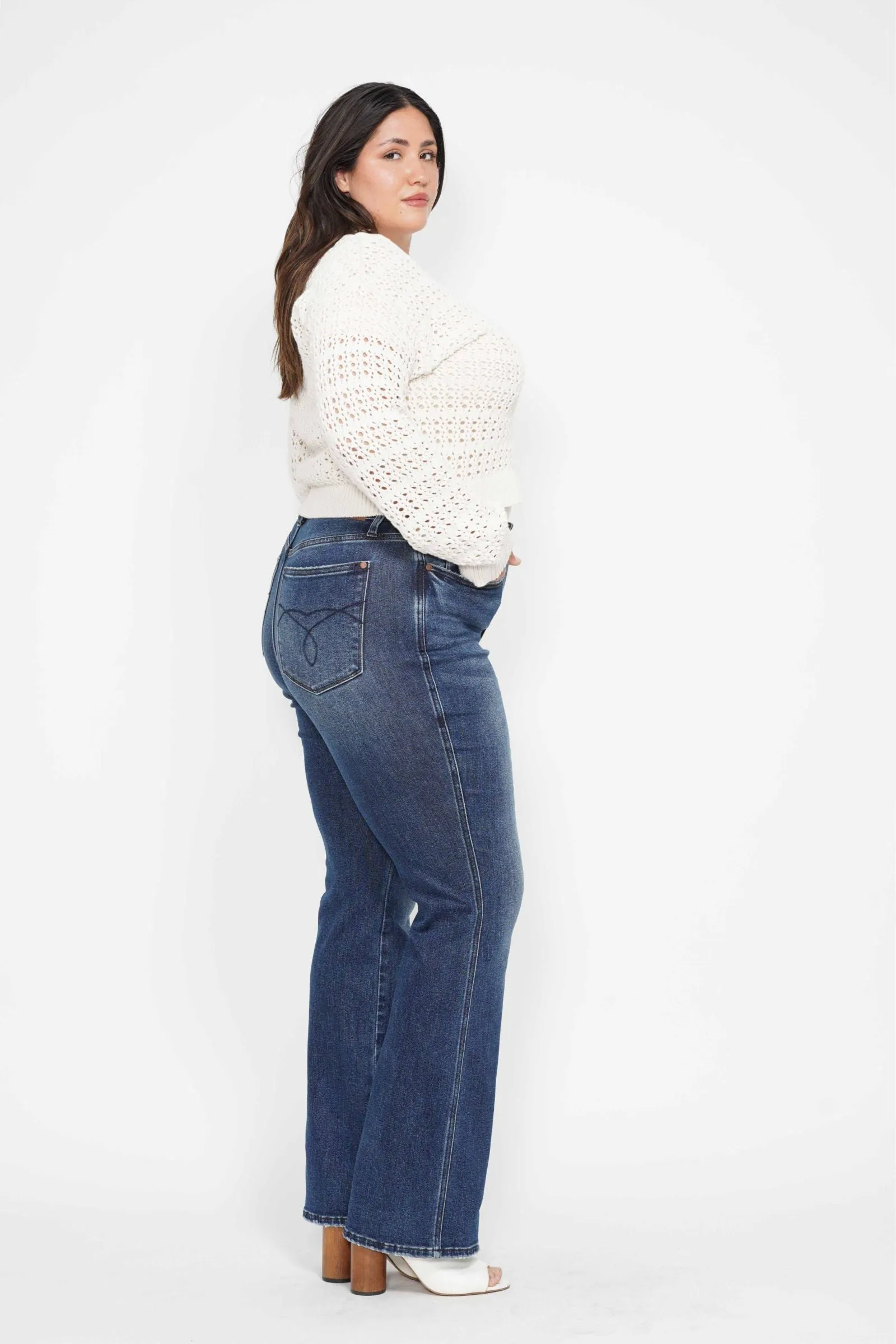PreOrder - Judy Blue High Waist Tummy Control Embroidered Back Pocket Bootcut Jeans - AVAILABLE IN 3 LENGTHS