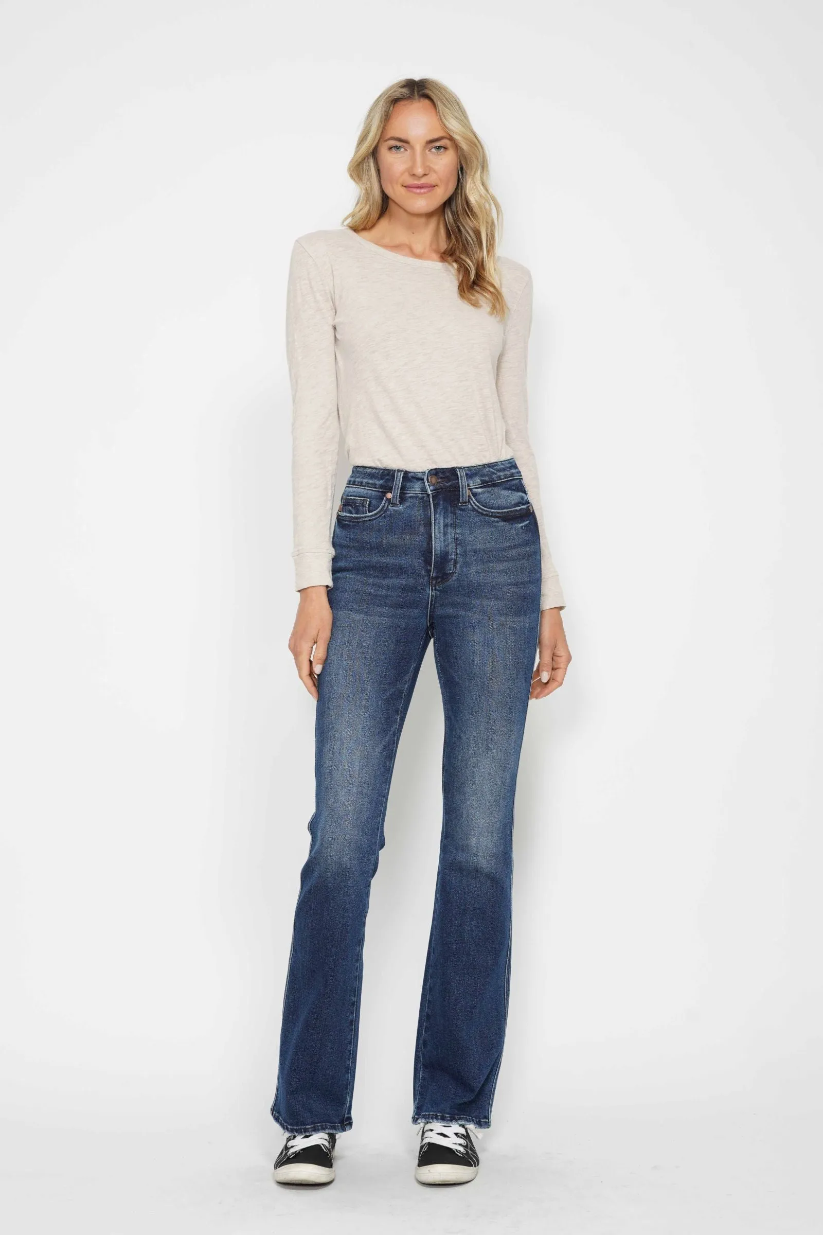 PreOrder - Judy Blue High Waist Tummy Control Embroidered Back Pocket Bootcut Jeans - AVAILABLE IN 3 LENGTHS