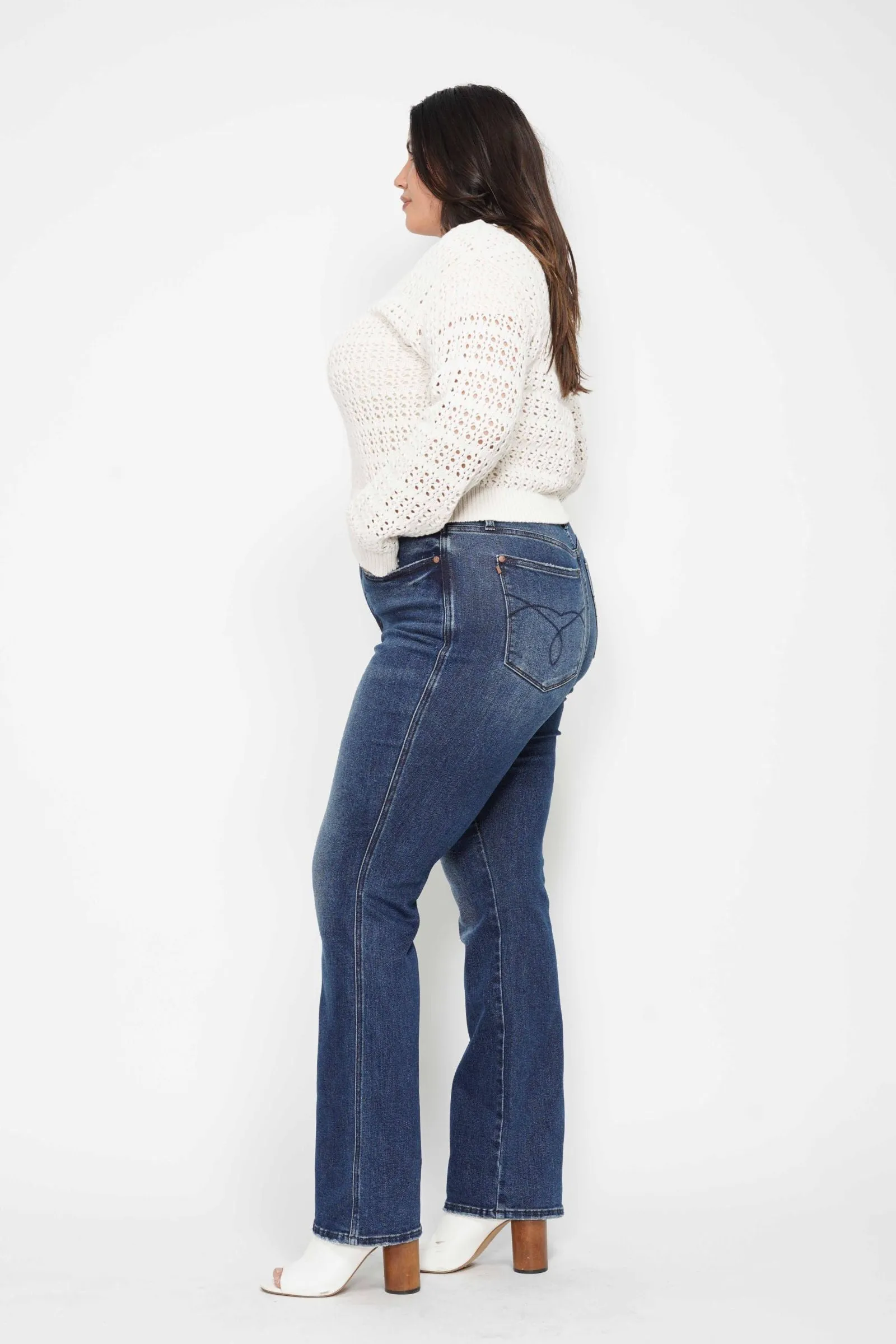 PreOrder - Judy Blue High Waist Tummy Control Embroidered Back Pocket Bootcut Jeans - AVAILABLE IN 3 LENGTHS