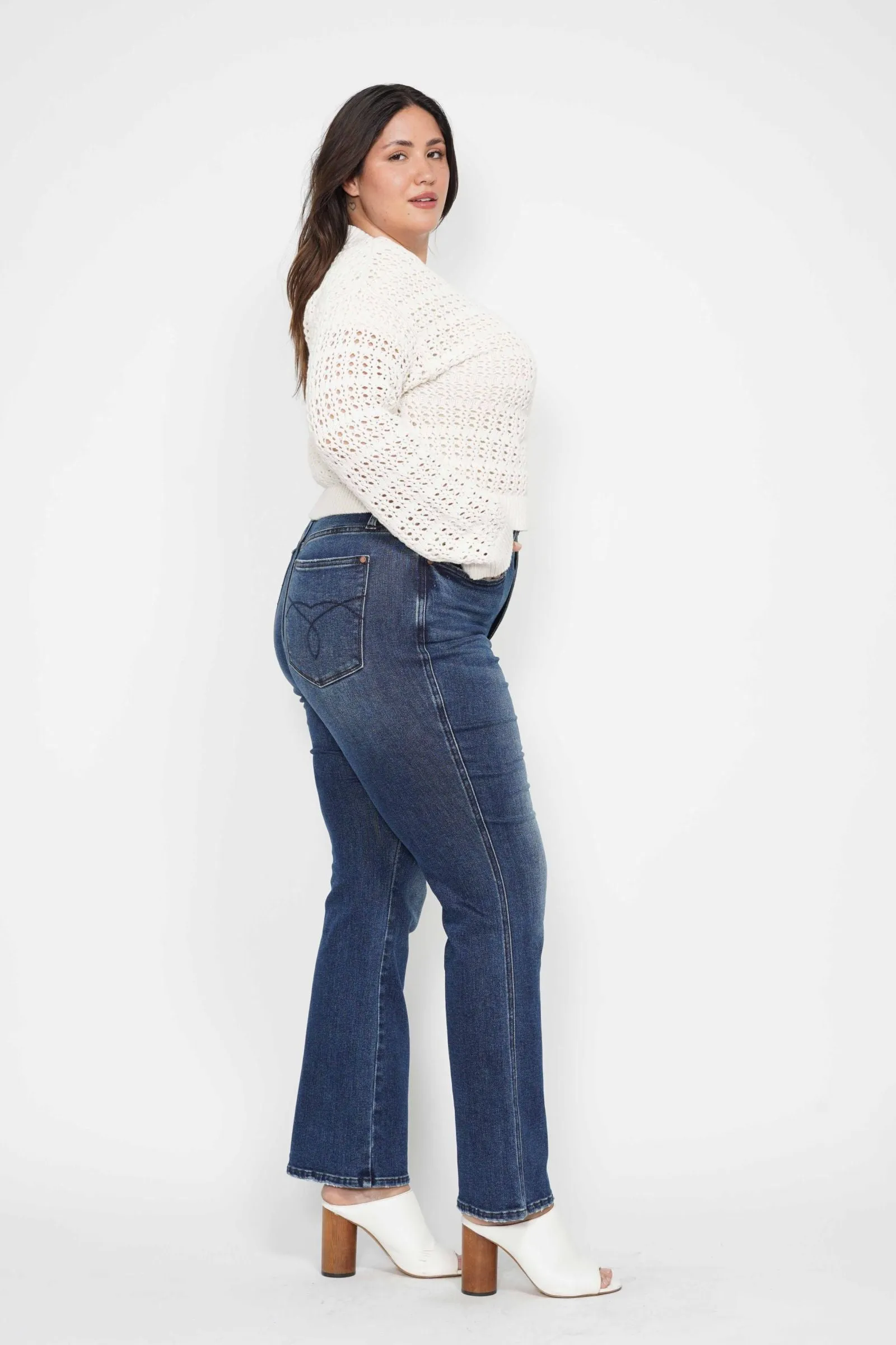 PreOrder - Judy Blue High Waist Tummy Control Embroidered Back Pocket Bootcut Jeans - AVAILABLE IN 3 LENGTHS