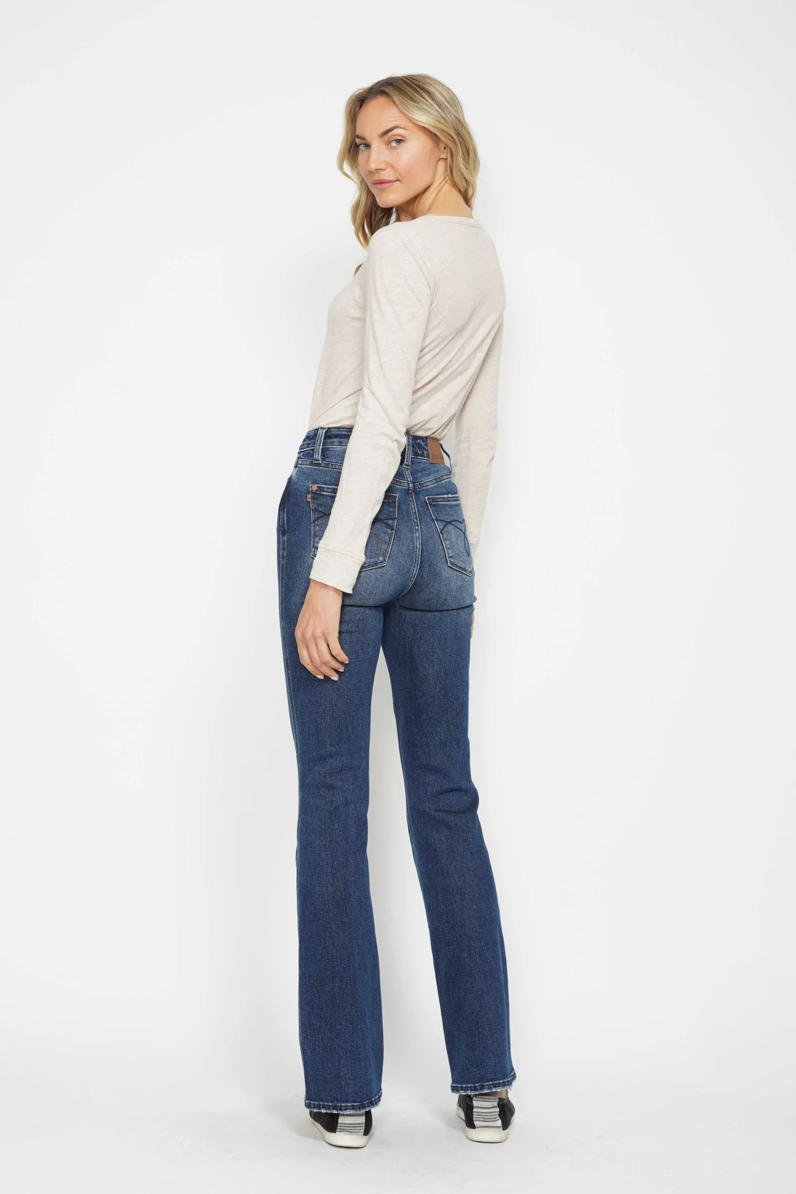 PreOrder - Judy Blue High Waist Tummy Control Embroidered Back Pocket Bootcut Jeans - AVAILABLE IN 3 LENGTHS