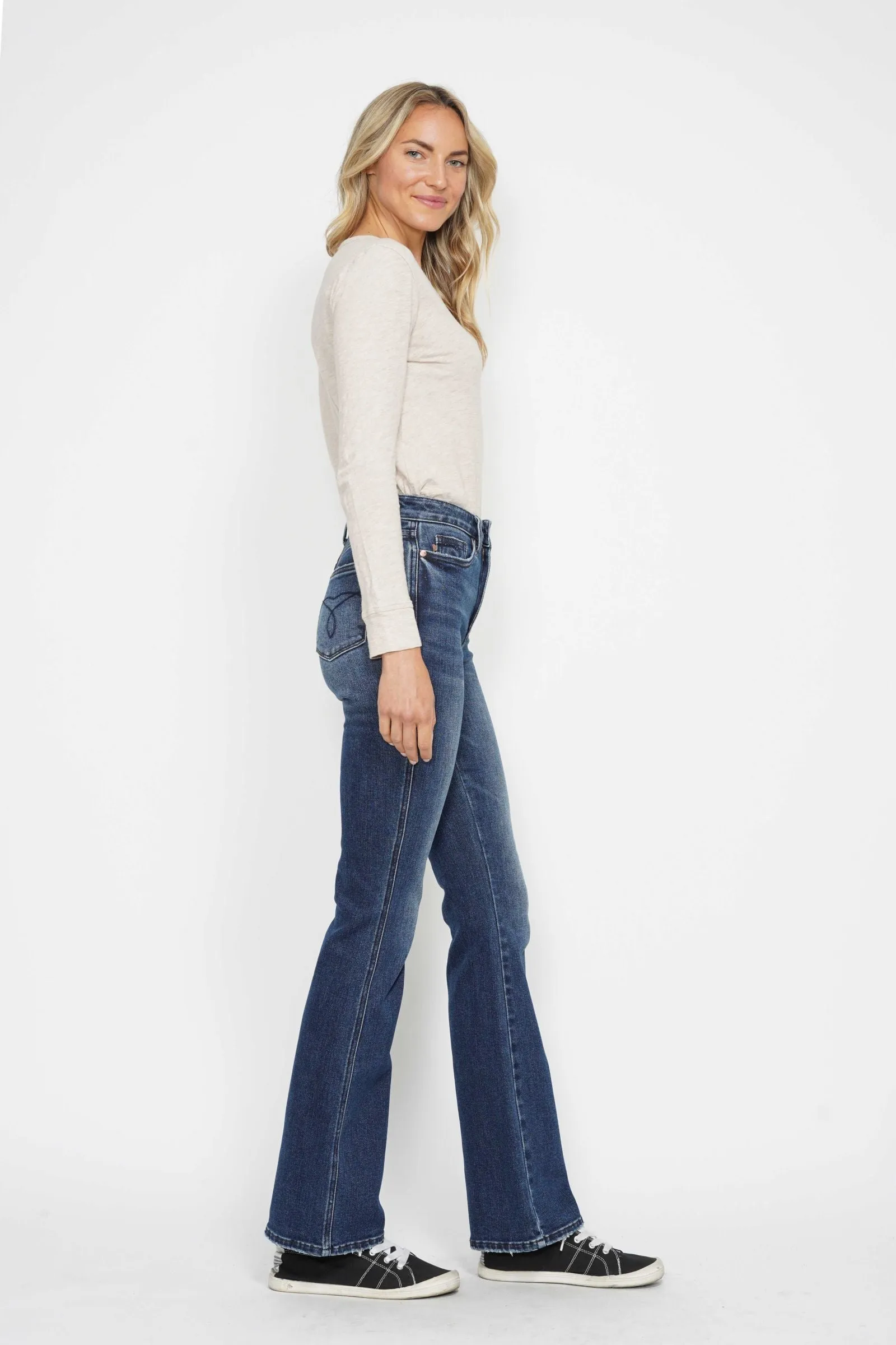 PreOrder - Judy Blue High Waist Tummy Control Embroidered Back Pocket Bootcut Jeans - AVAILABLE IN 3 LENGTHS