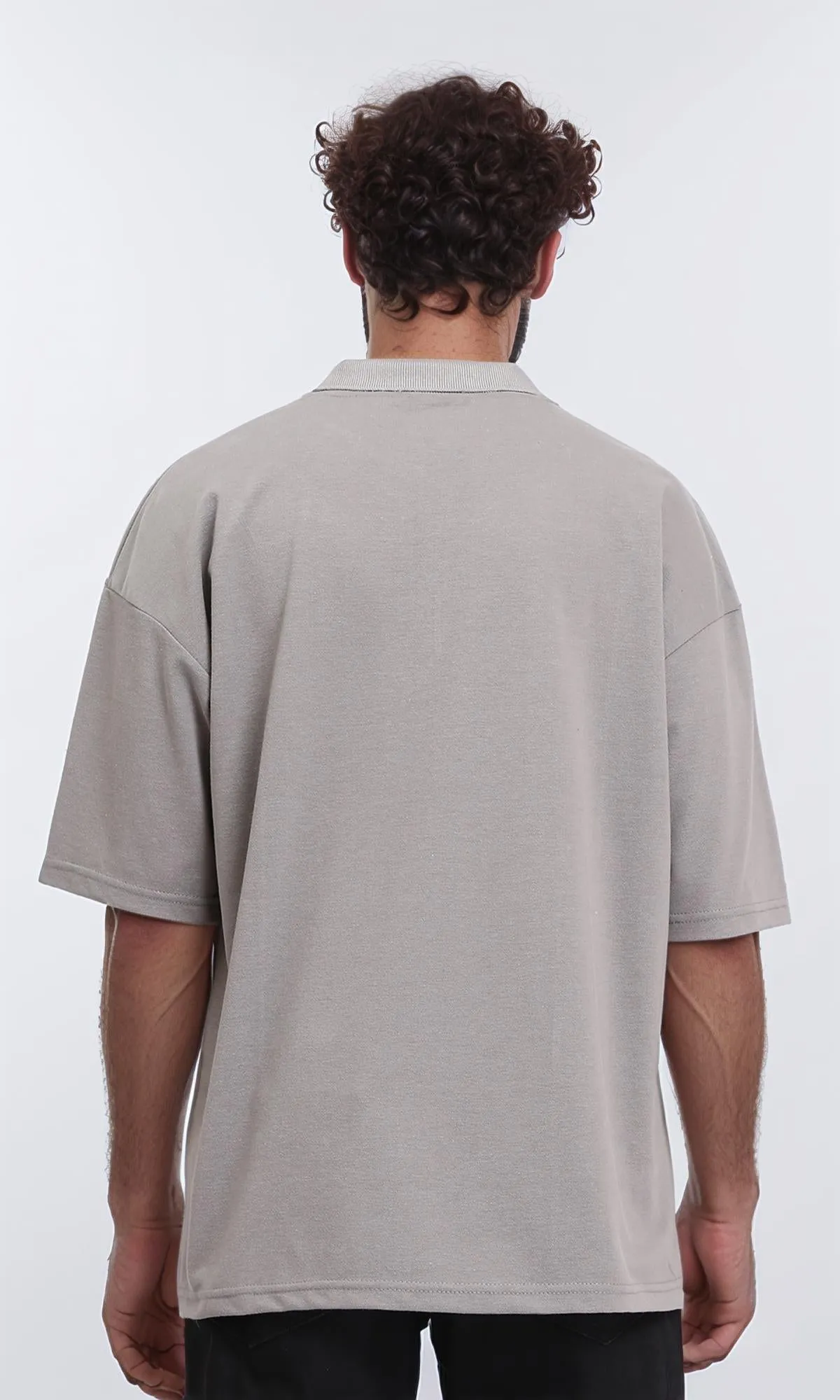 R210628 - Relaxed Fit Zipped Polo Shirt - Taupe