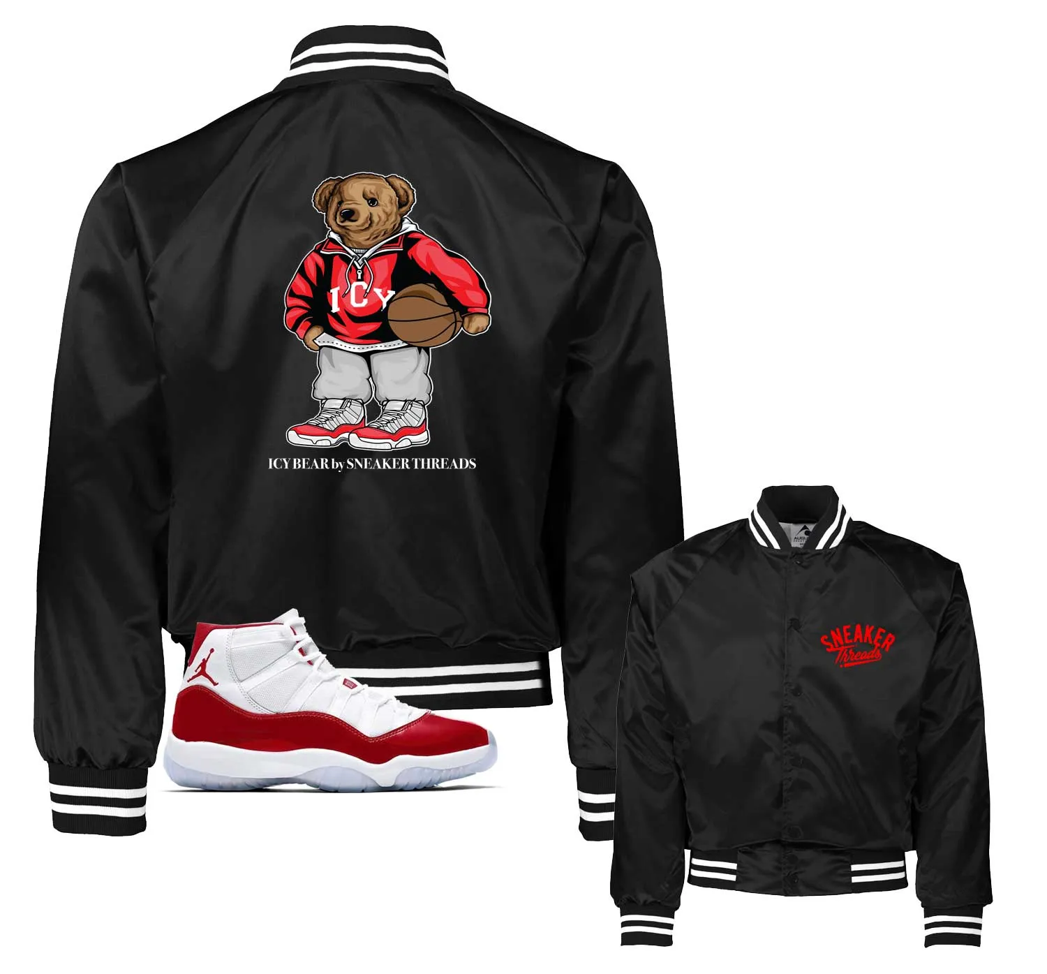 Retro 11 Cherry Icy Bear Satin Jacket