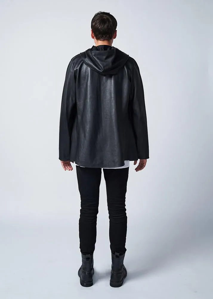 Richie Black Leather Jacket With Hood