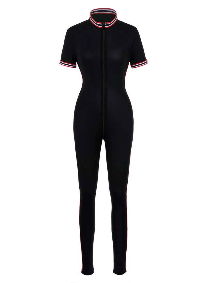 Sheer Zip Up Crotch Jumpsuit