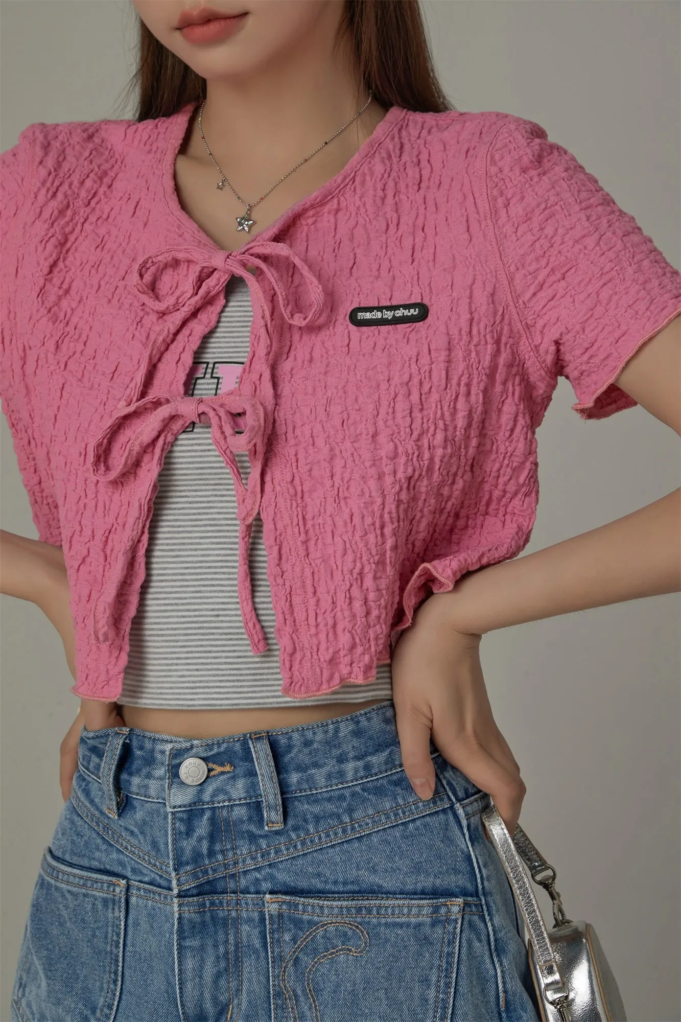 Shirred Ribbon Cardigan