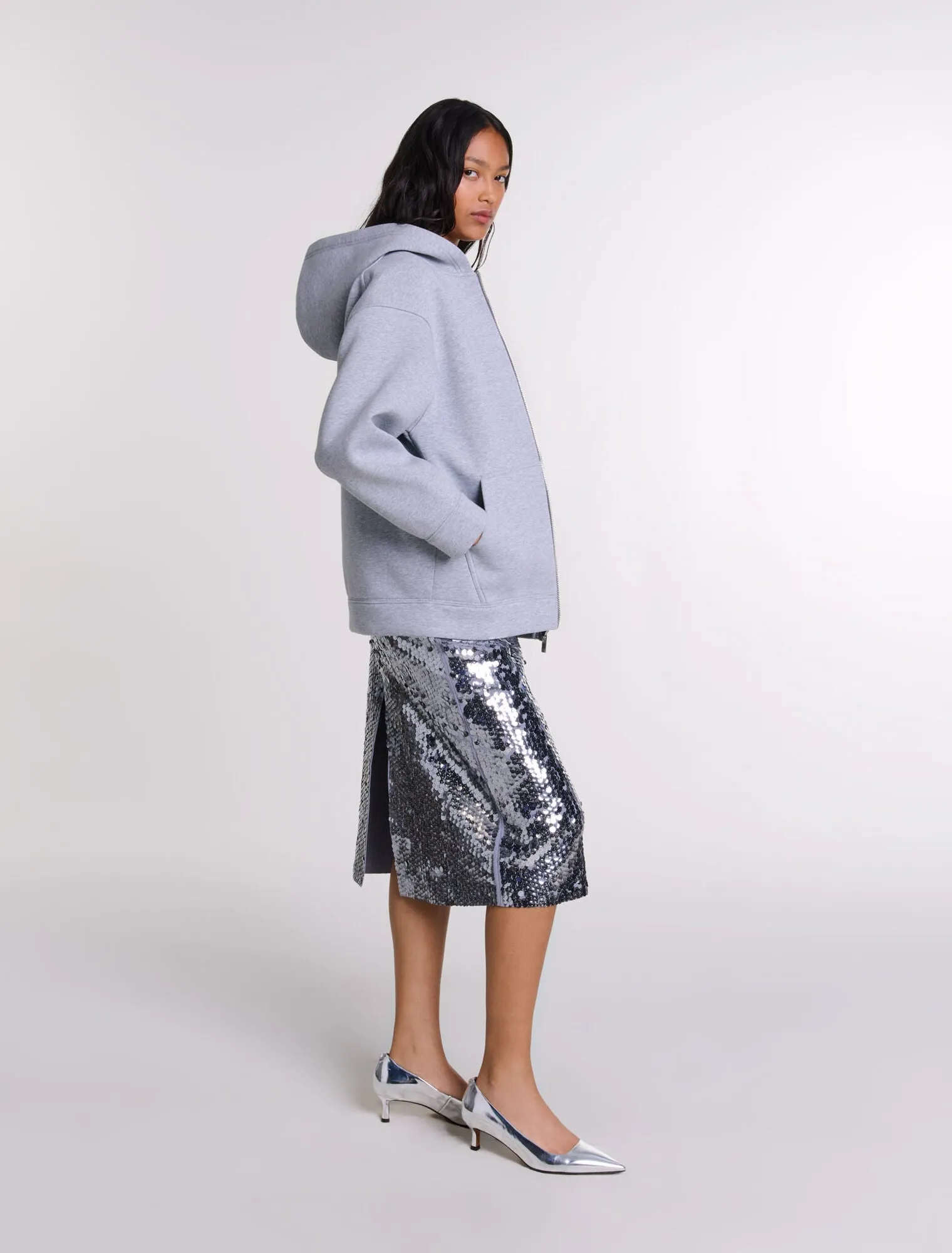 Structured zip-up sweatshirt
