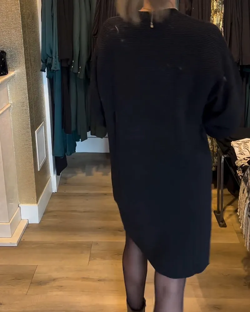 TastyHottie - V-Neck Solid Color Sweater Dress
